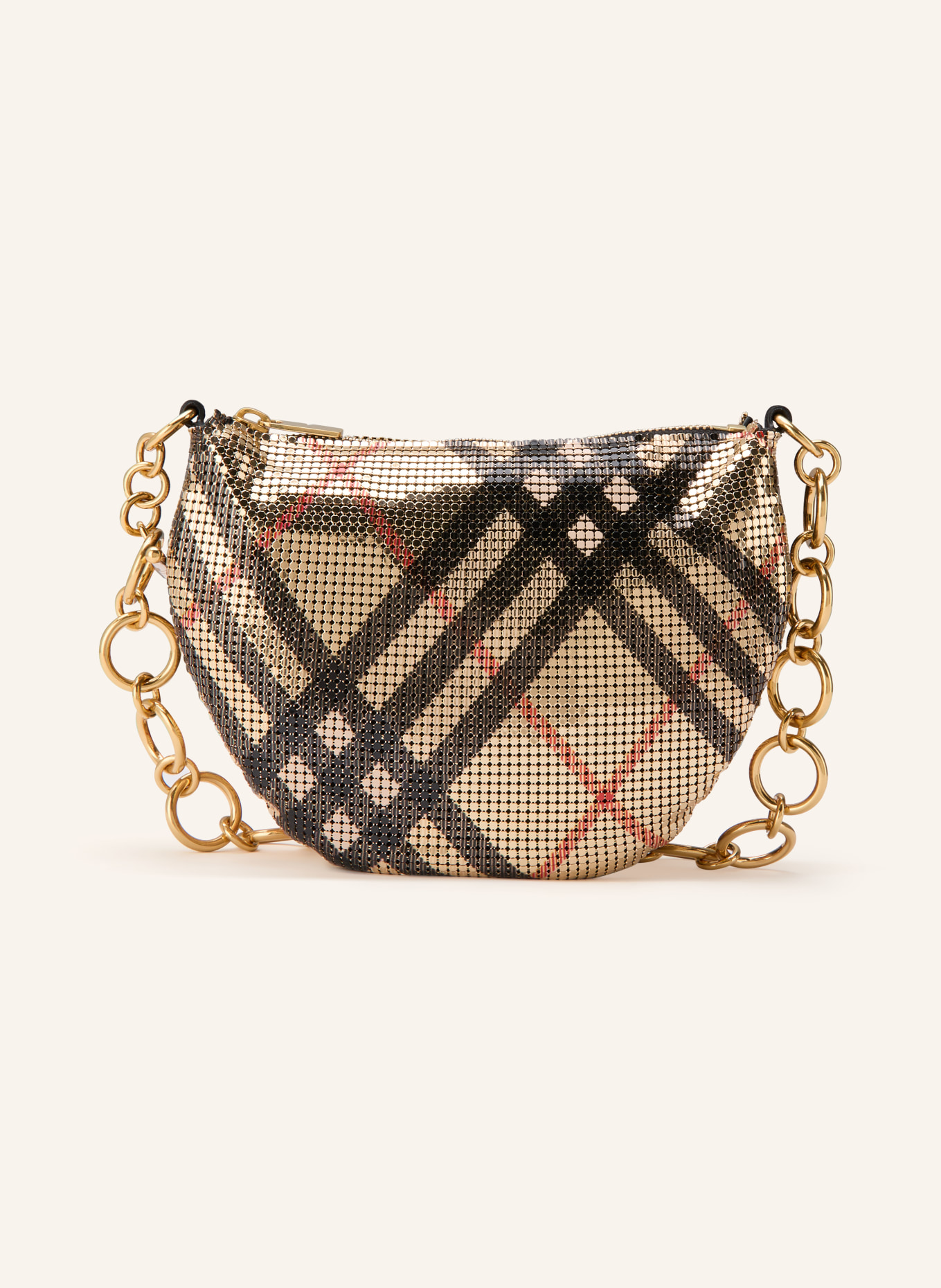 BURBERRY Kabelka CHAINMAIL: ZLATÁ / ČERVENÁ / ČERNÁ