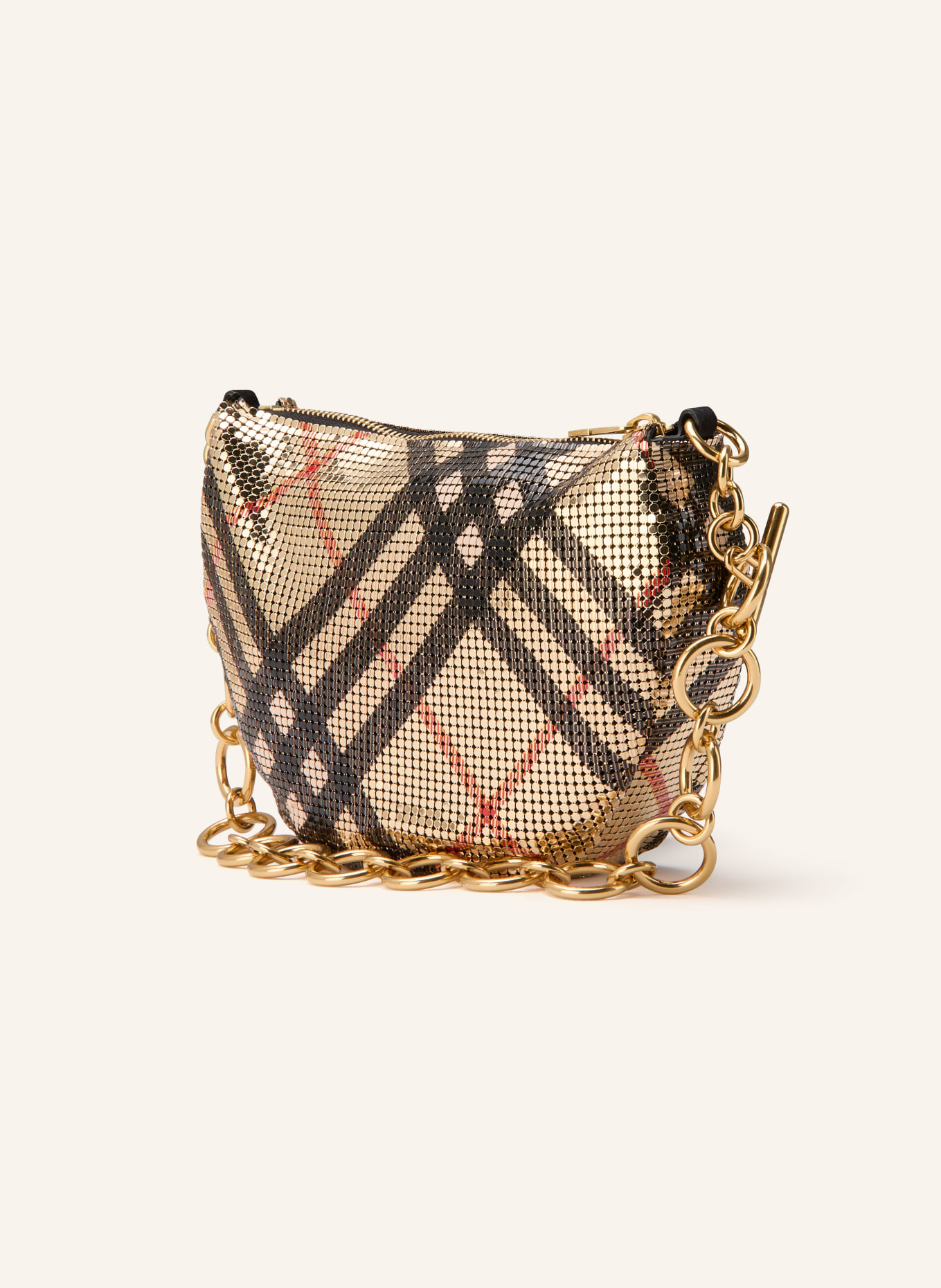 BURBERRY Kabelka CHAINMAIL: ZLATÁ / ČERVENÁ / ČERNÁ