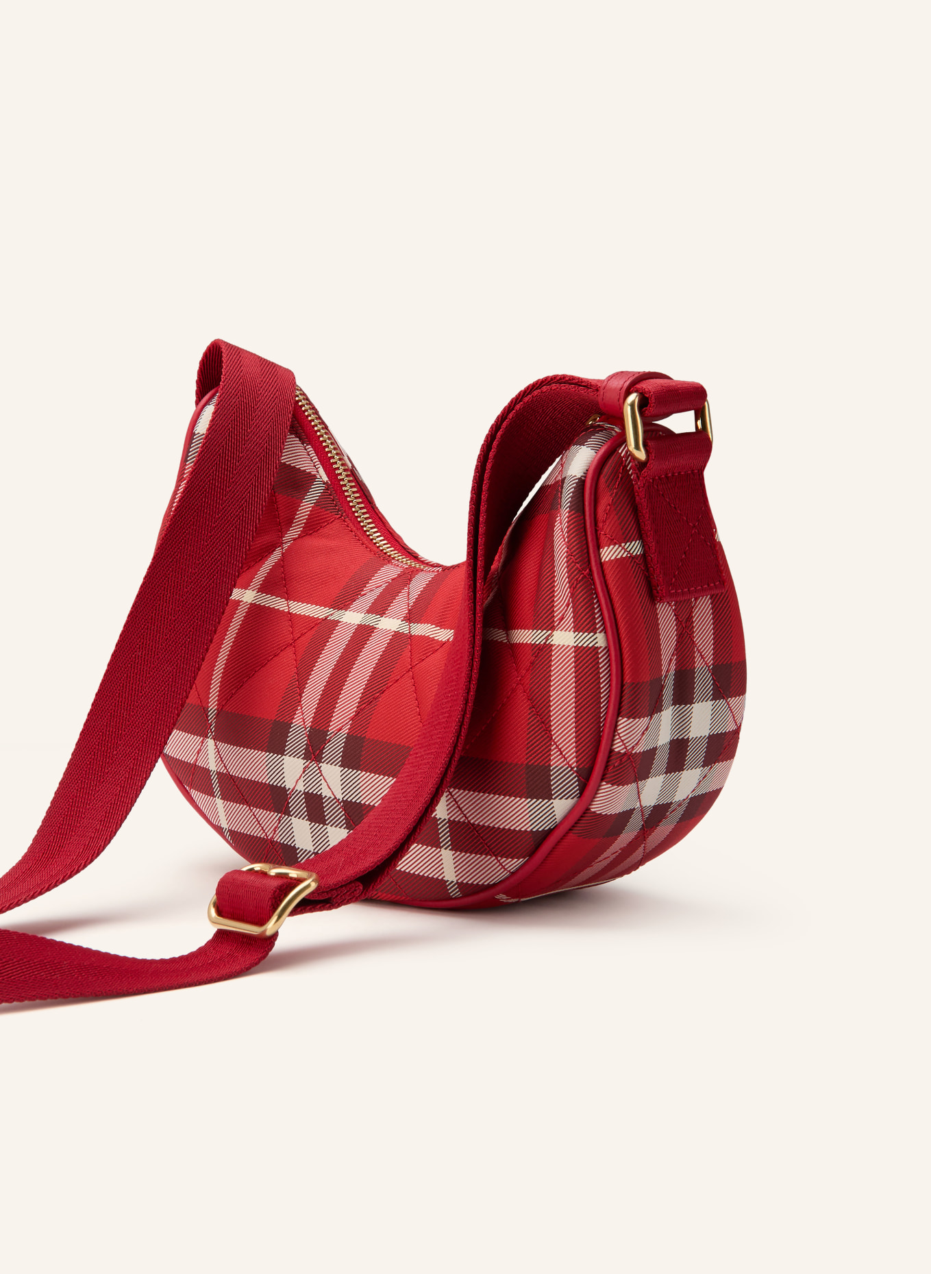 BURBERRY Taška přes rameno HORSESHOE: ČERVENÁ / KRÉMOVÁ / TMAVĚ ČERVENÁ