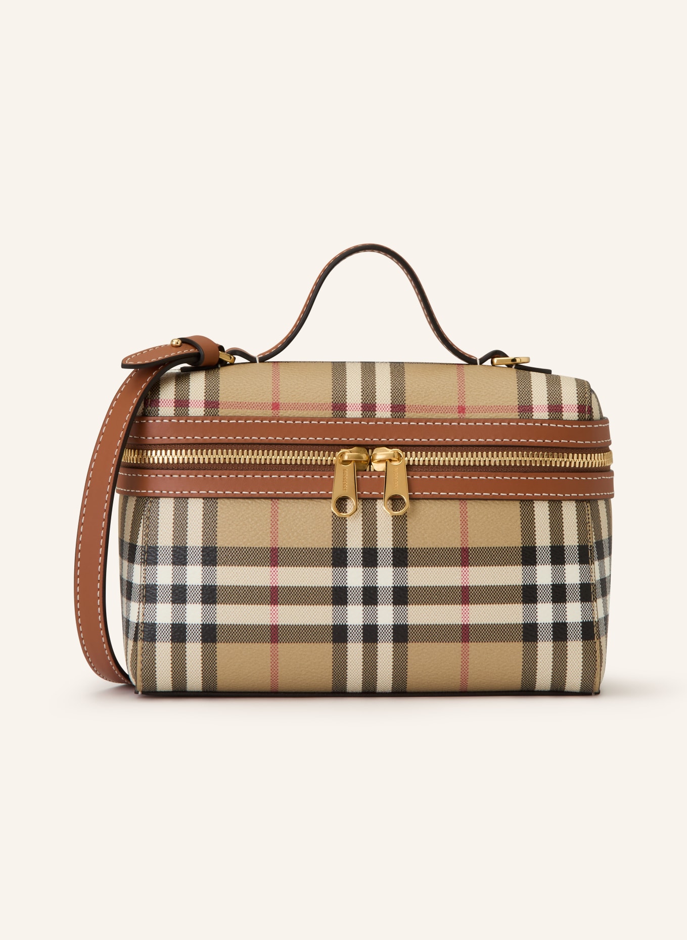 BURBERRY Handtasche: BEIGE / ROT / SCHWARZ
