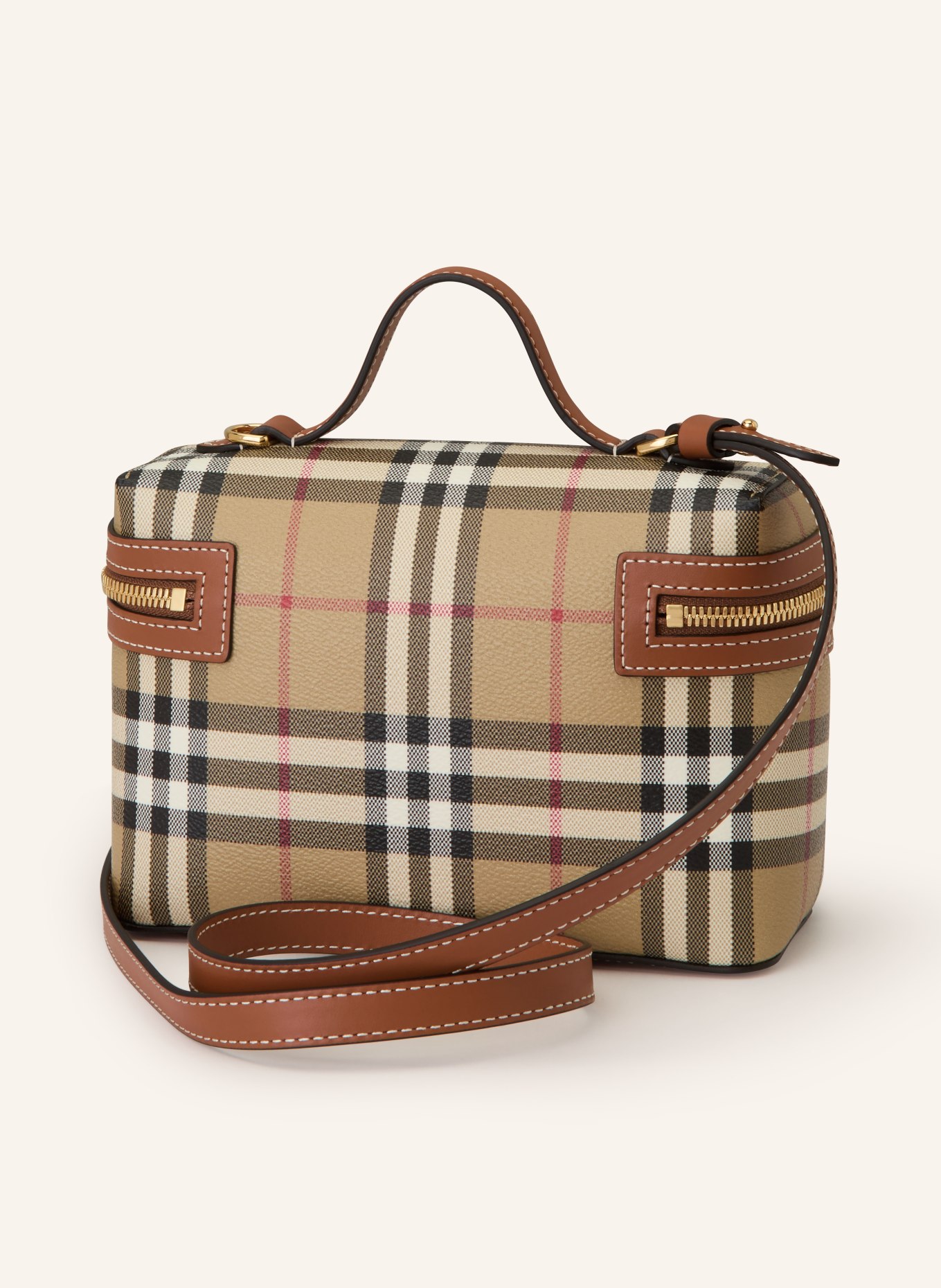 BURBERRY Handtasche: BEIGE / ROT / SCHWARZ
