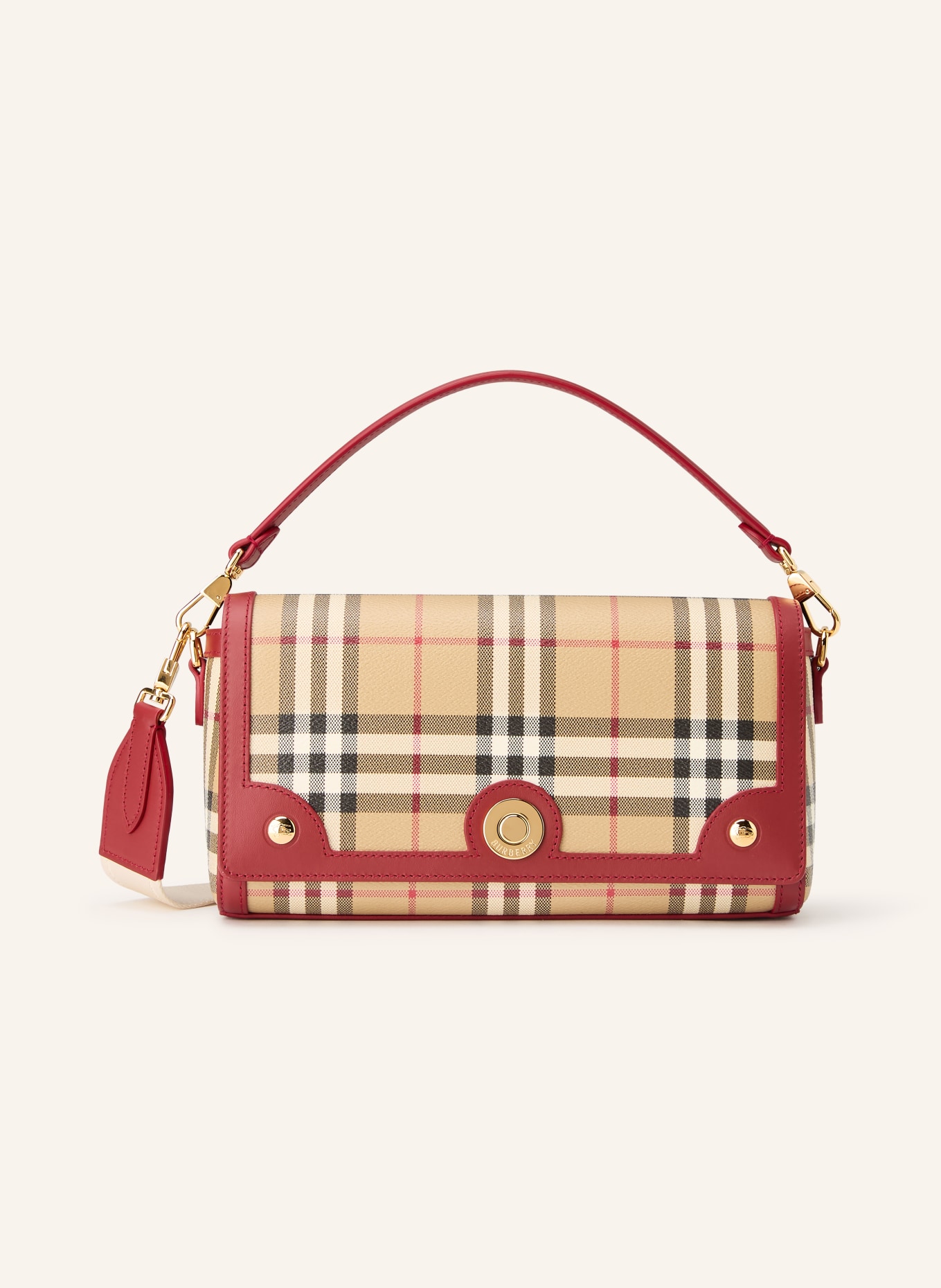 BURBERRY Handtasche NOTE: BEIGE / DUNKELROT / SCHWARZ