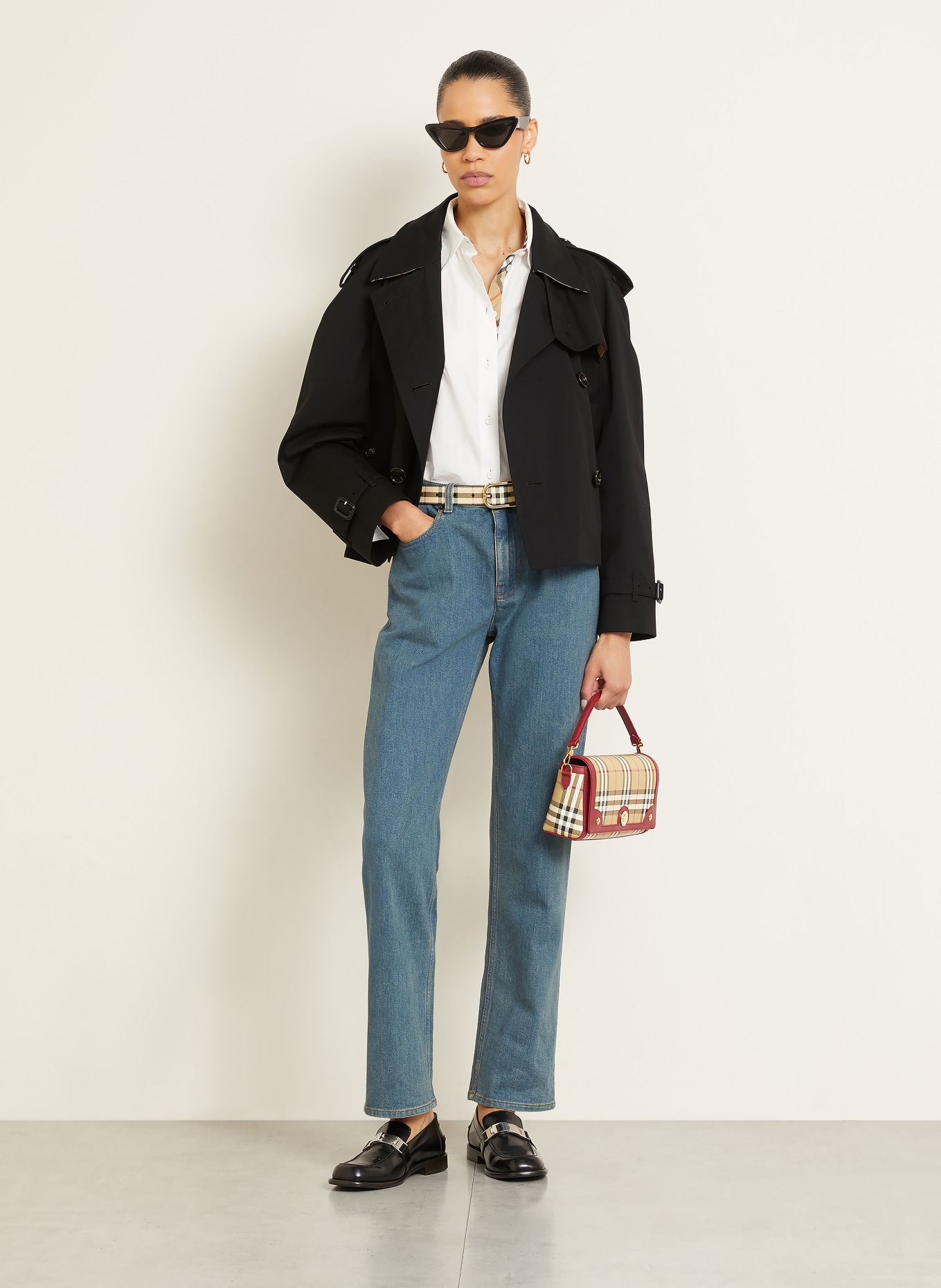 BURBERRY Handtasche NOTE: BEIGE / DUNKELROT / SCHWARZ