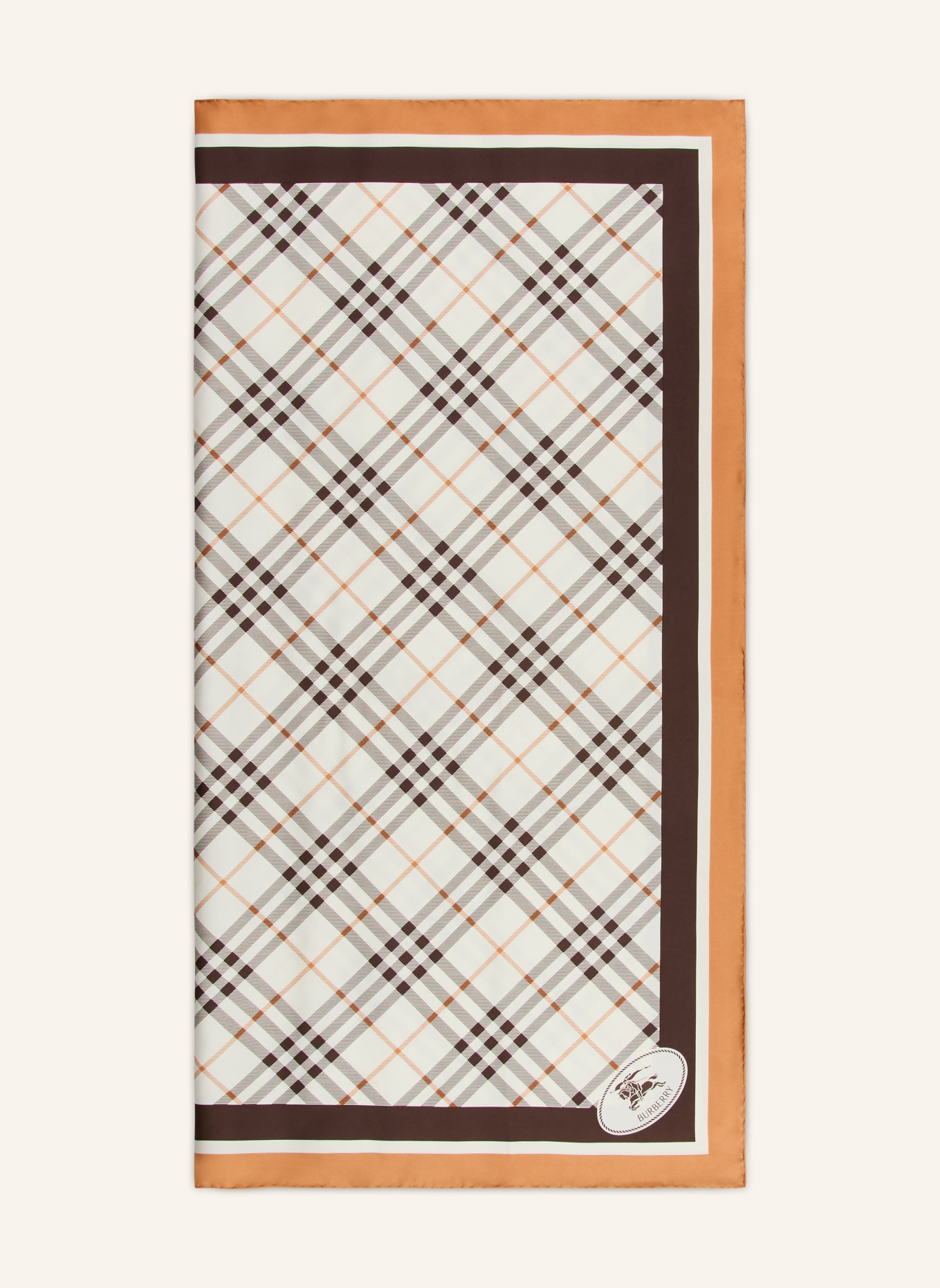 BURBERRY silk scarf: CREAM / COGNAC / DARK BROWN