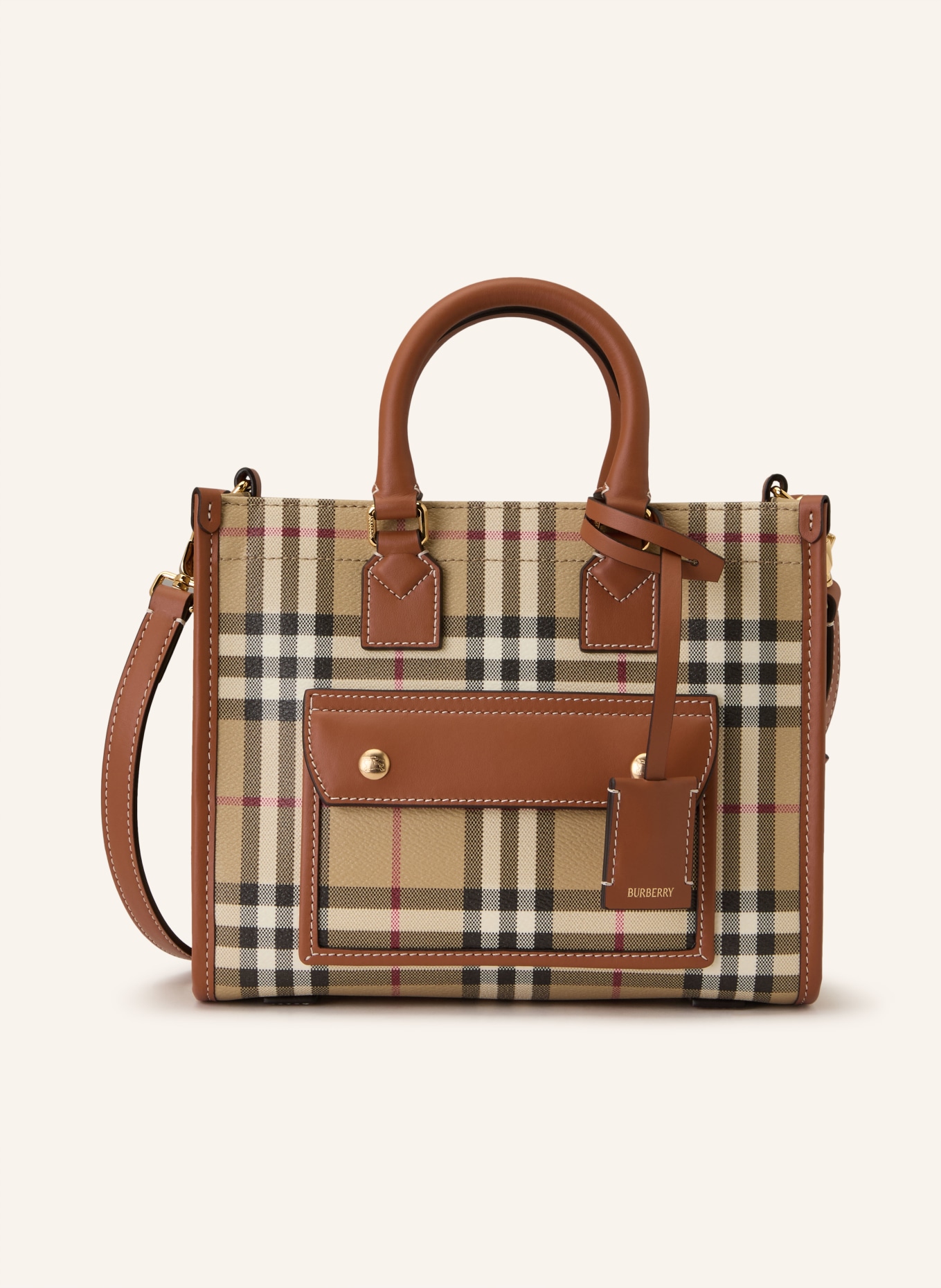 BURBERRY Handtasche: BRAUN / GOLD / BEIGE