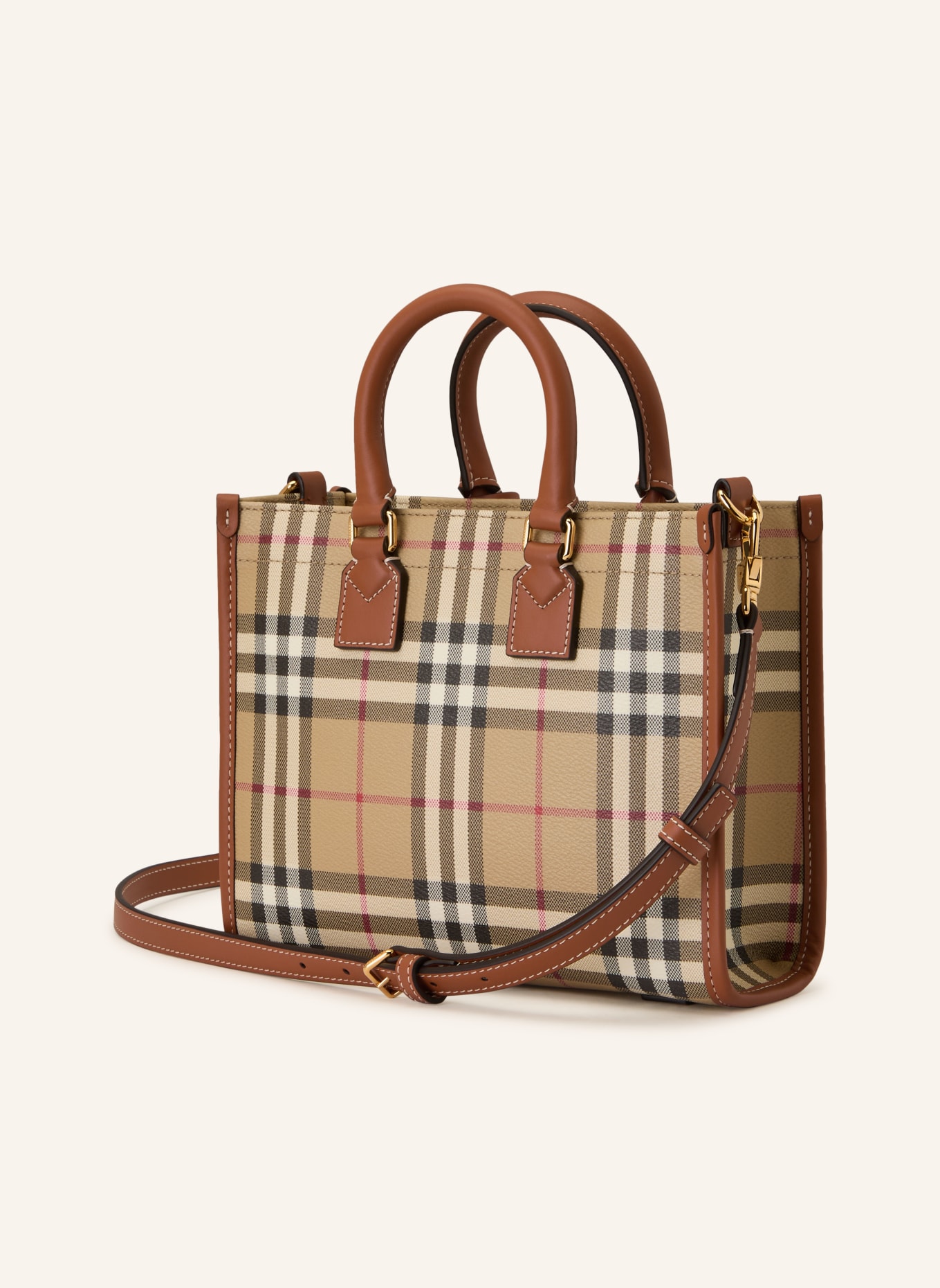 BURBERRY Handtasche: BRAUN / GOLD / BEIGE