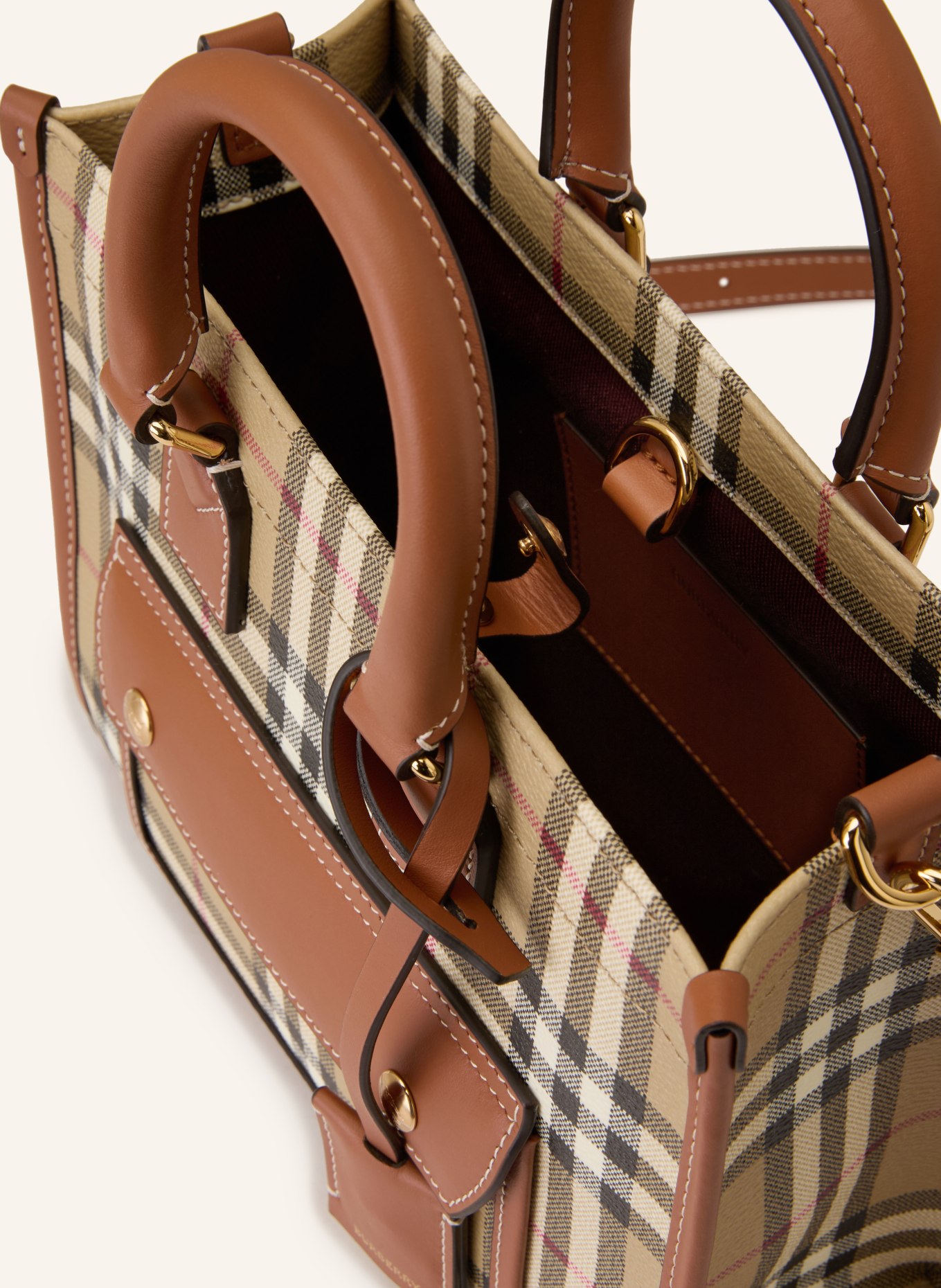 BURBERRY Handtasche: BRAUN / GOLD / BEIGE
