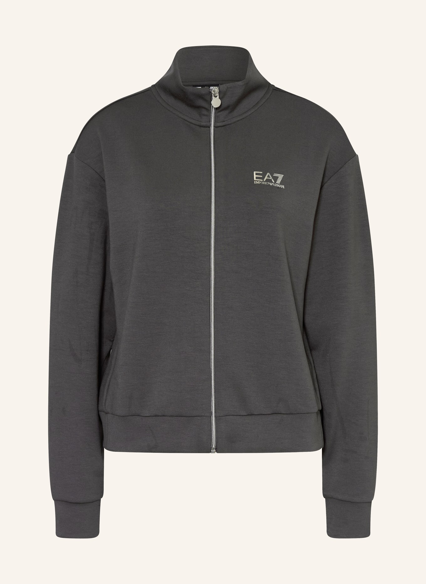 EA7 EMPORIO ARMANI Sweatshirt jacket with gemstones: DARK GRAY