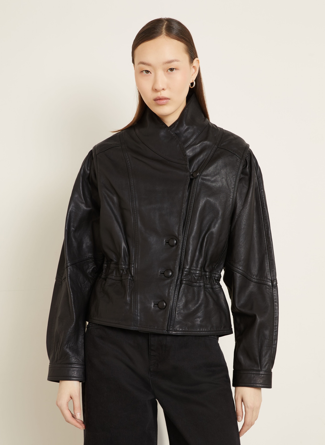 ISABEL MARANT TRESSY leather jacket: BLACK