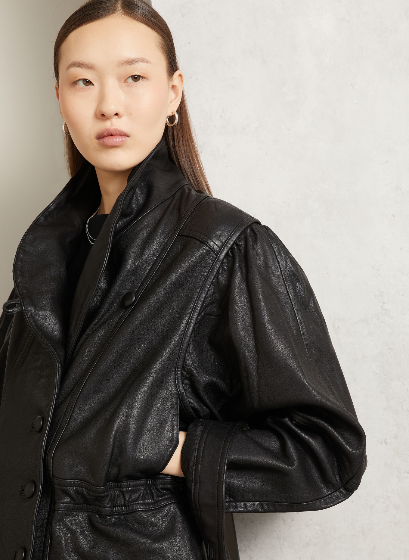 ISABEL MARANT TRESSY leather jacket: BLACK