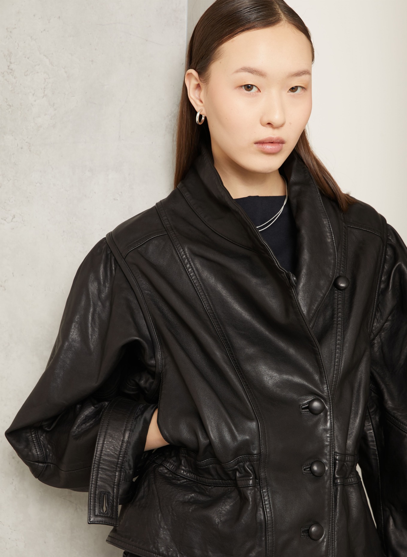 ISABEL MARANT TRESSY leather jacket: BLACK