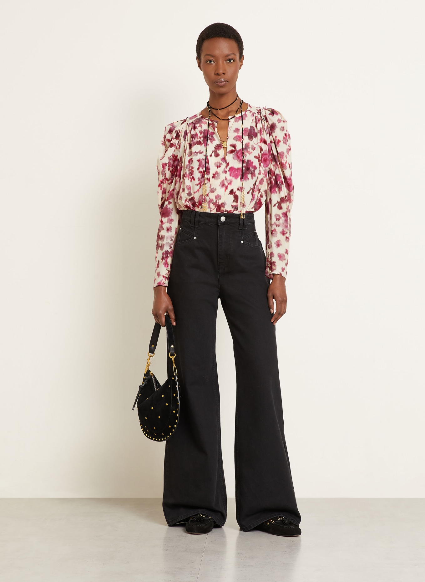 ISABEL MARANT Blusenshirt ZARGA aus Seide: FUCHSIA / CREME