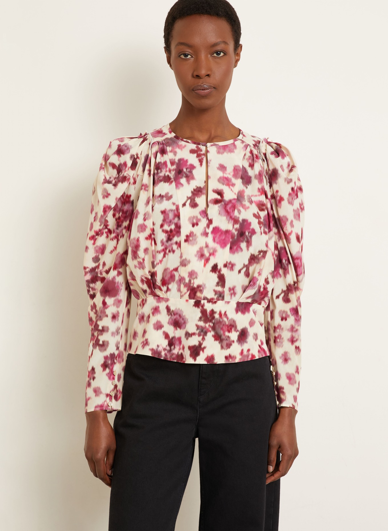 ISABEL MARANT Blusenshirt ZARGA aus Seide: FUCHSIA / CREME
