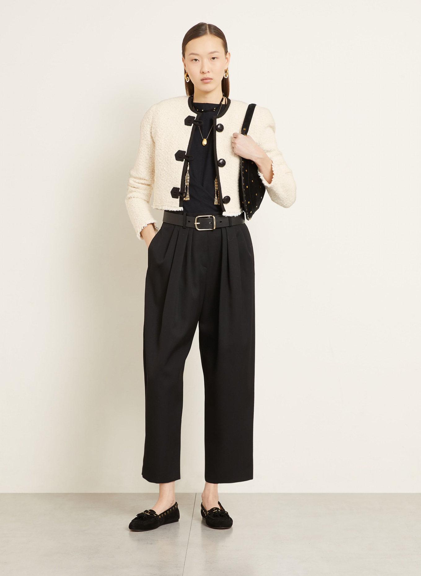 ISABEL MARANT Kastenjacke GRADILIA aus Bouclé: ECRU / SCHWARZ