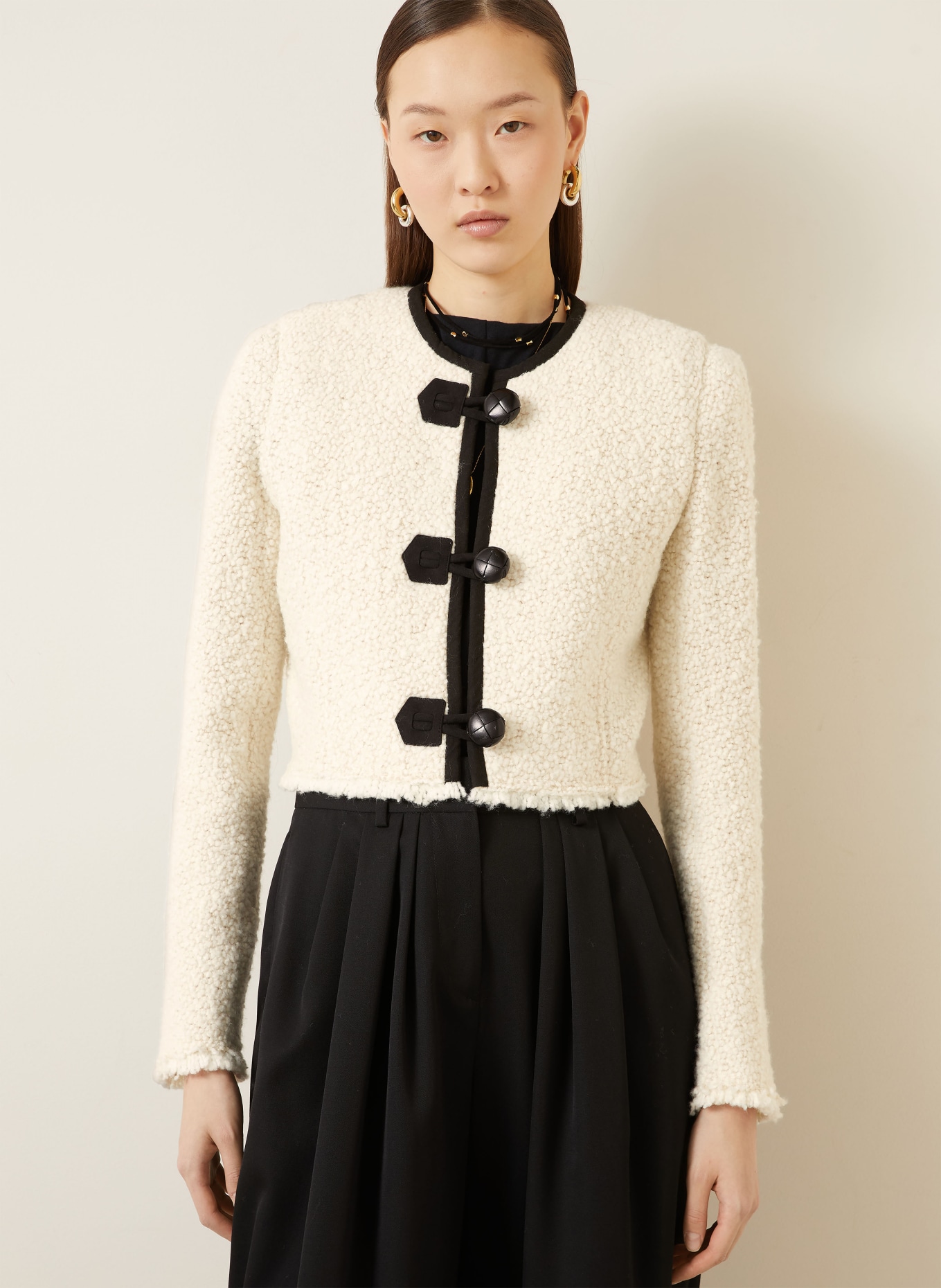 ISABEL MARANT Kastenjacke GRADILIA aus Bouclé: ECRU / SCHWARZ