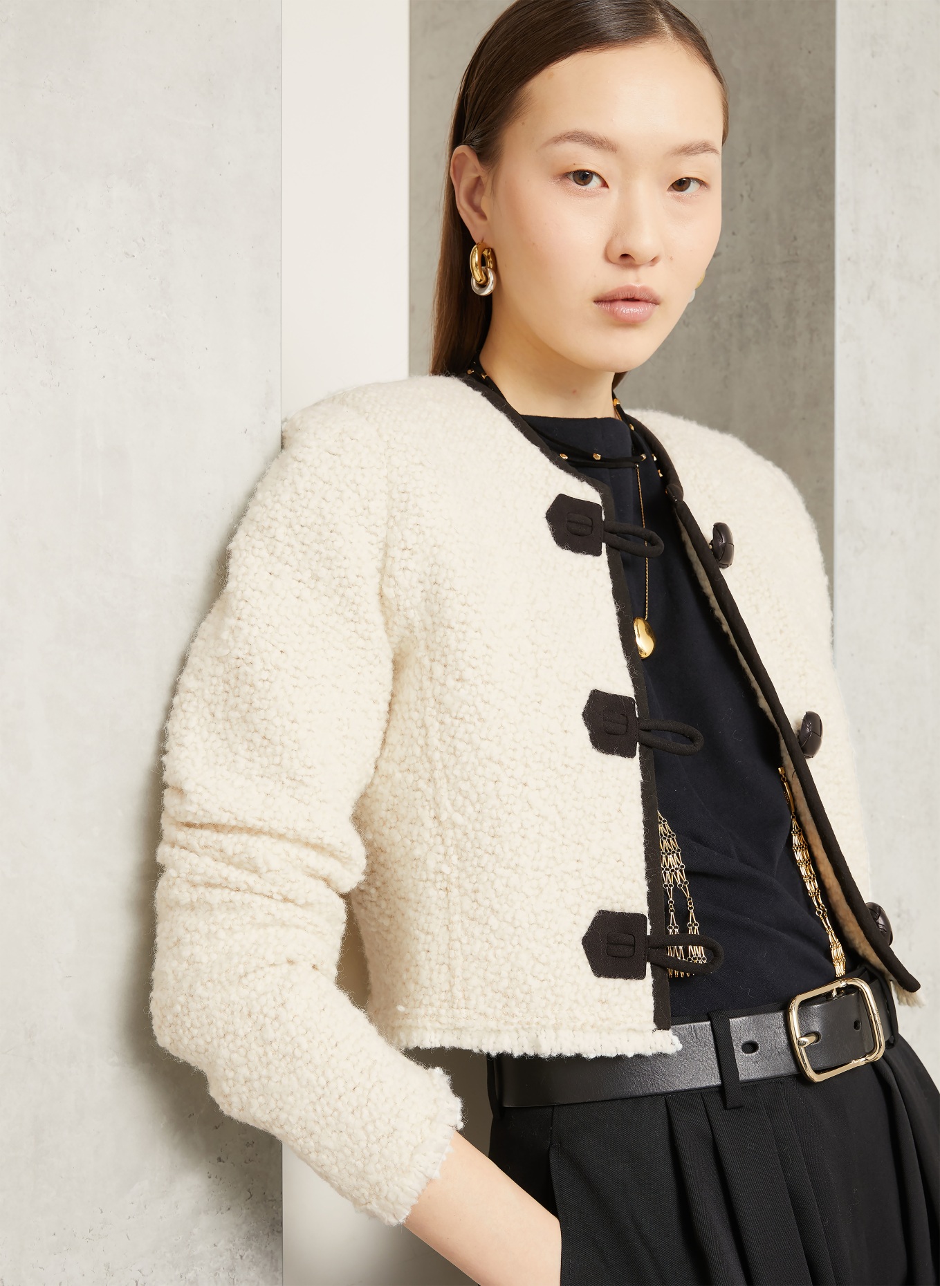 ISABEL MARANT Kastenjacke GRADILIA aus Bouclé: ECRU / SCHWARZ