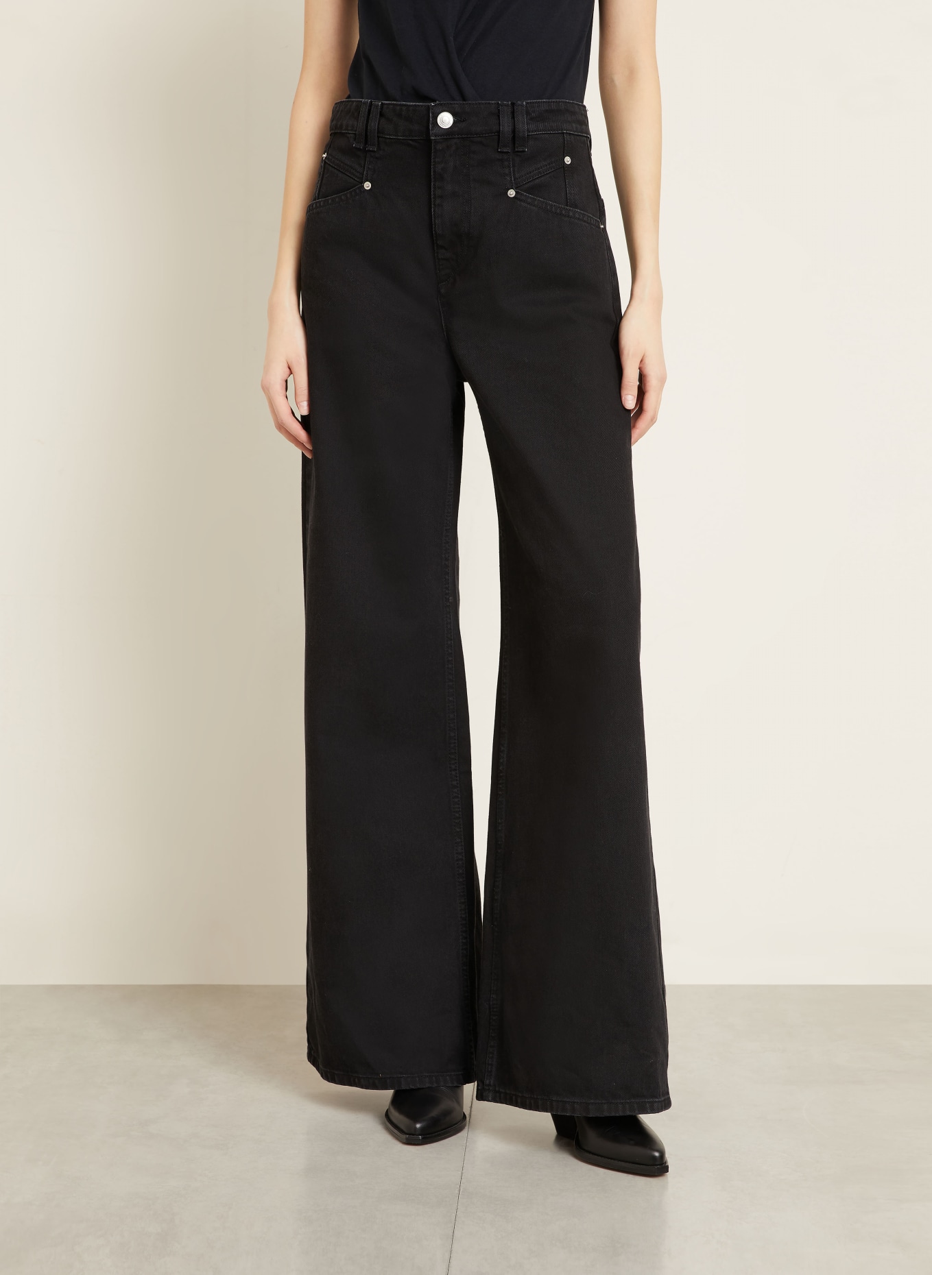 ISABEL MARANT Wide Leg Jeans LEMONY: 02FK FADED BLACK