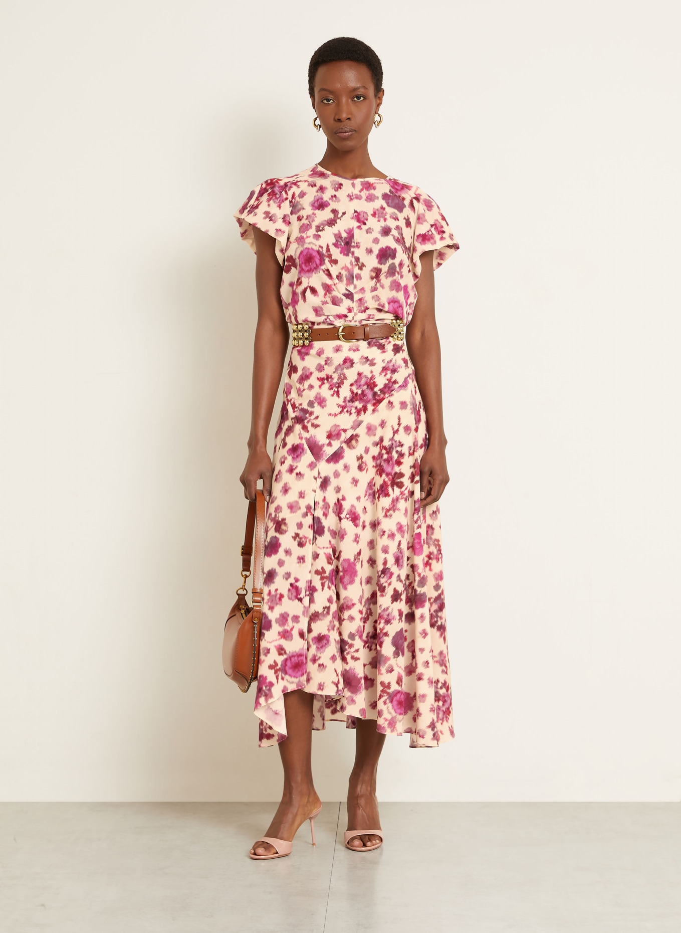 ISABEL MARANT TULLYA silk blouse shirt: FUCHSIA / CREAM