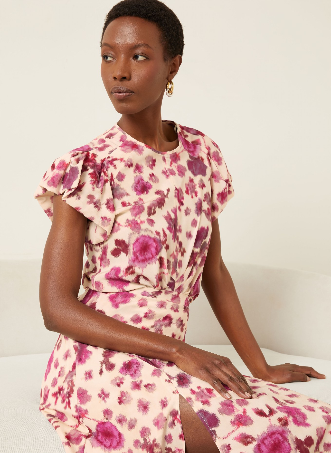 ISABEL MARANT TULLYA silk blouse shirt: FUCHSIA / CREAM