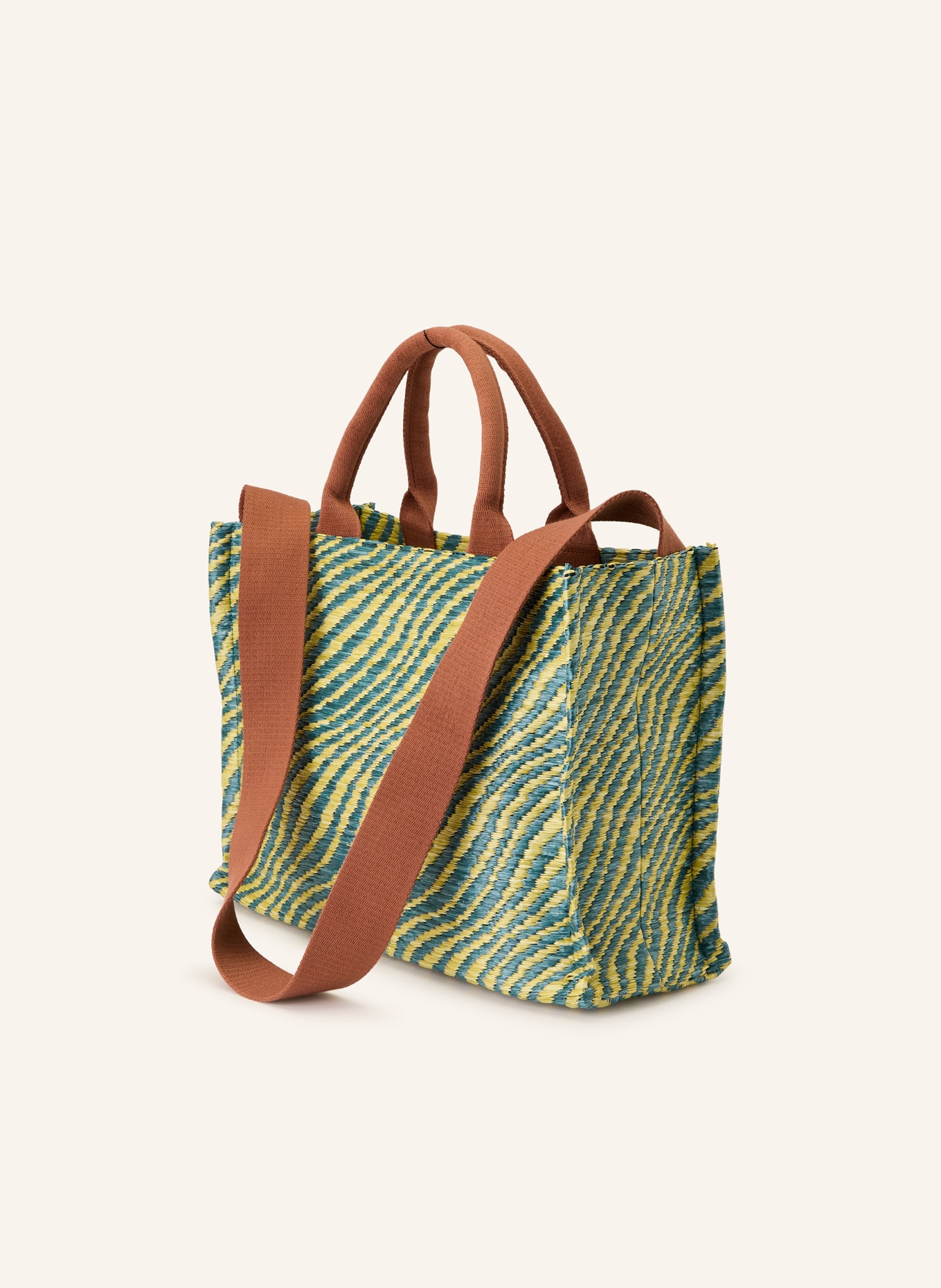 MARNI Shopper SMALL: PETROL / BRAUN / HELLGRÜN