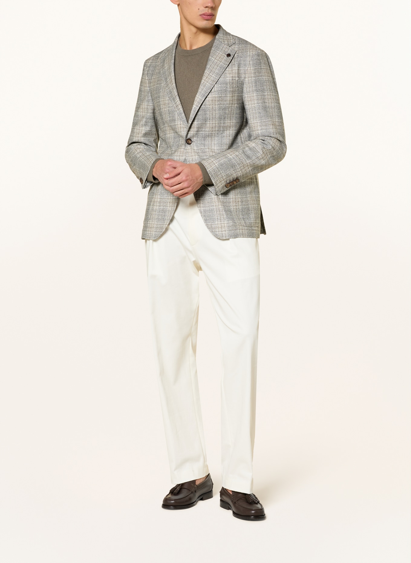 BALDESSARINI Sako Slim Fit: ŠEDÁ / HNĚDÁ / SVĚTLE ŠEDÁ