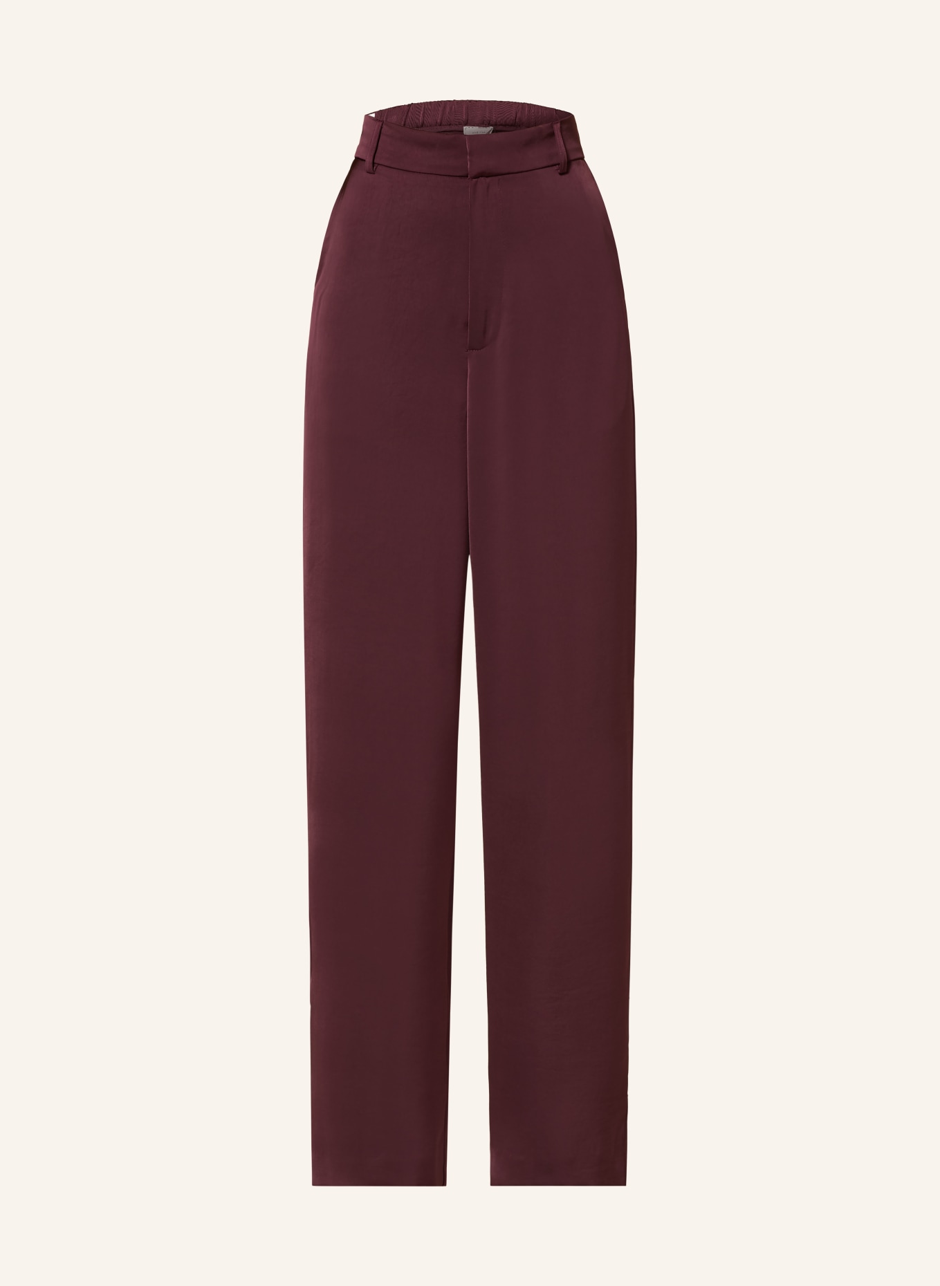 NEO NOIR Spodnie satynowe EMMETT: CIEMNOCZERWONY