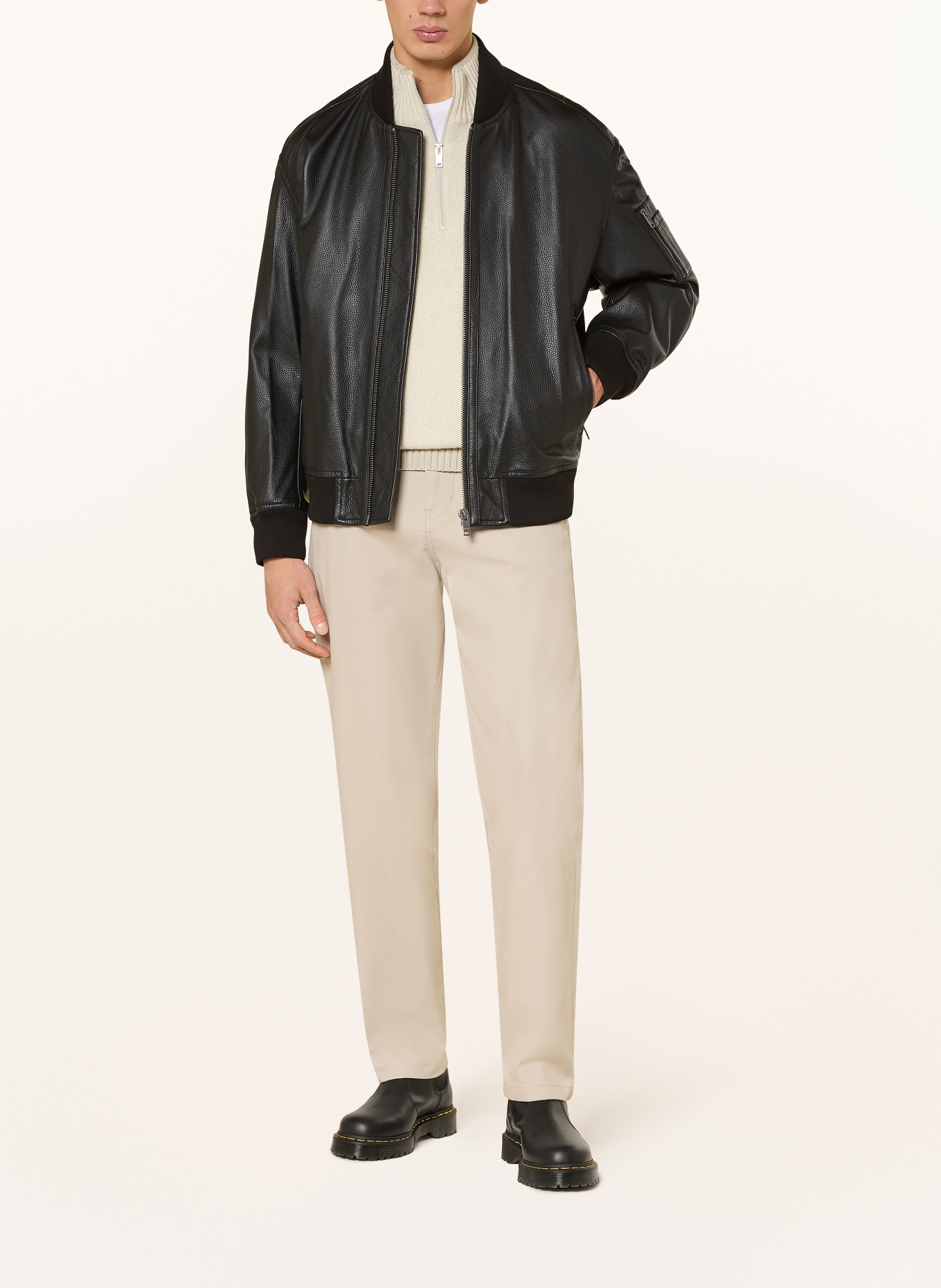 BOSS Lederblouson JAKRI: SCHWARZ