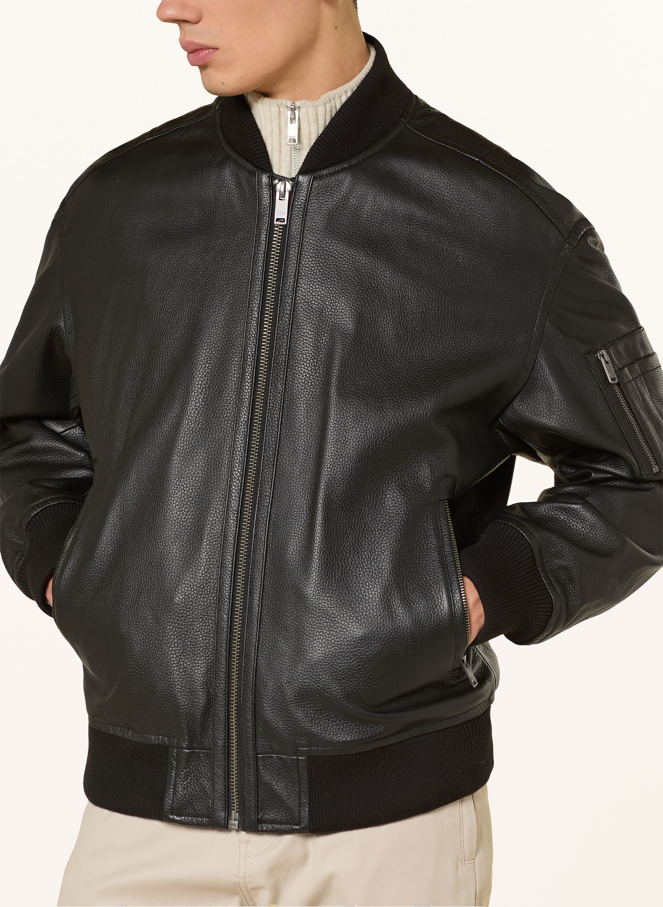 BOSS Lederblouson JAKRI: SCHWARZ