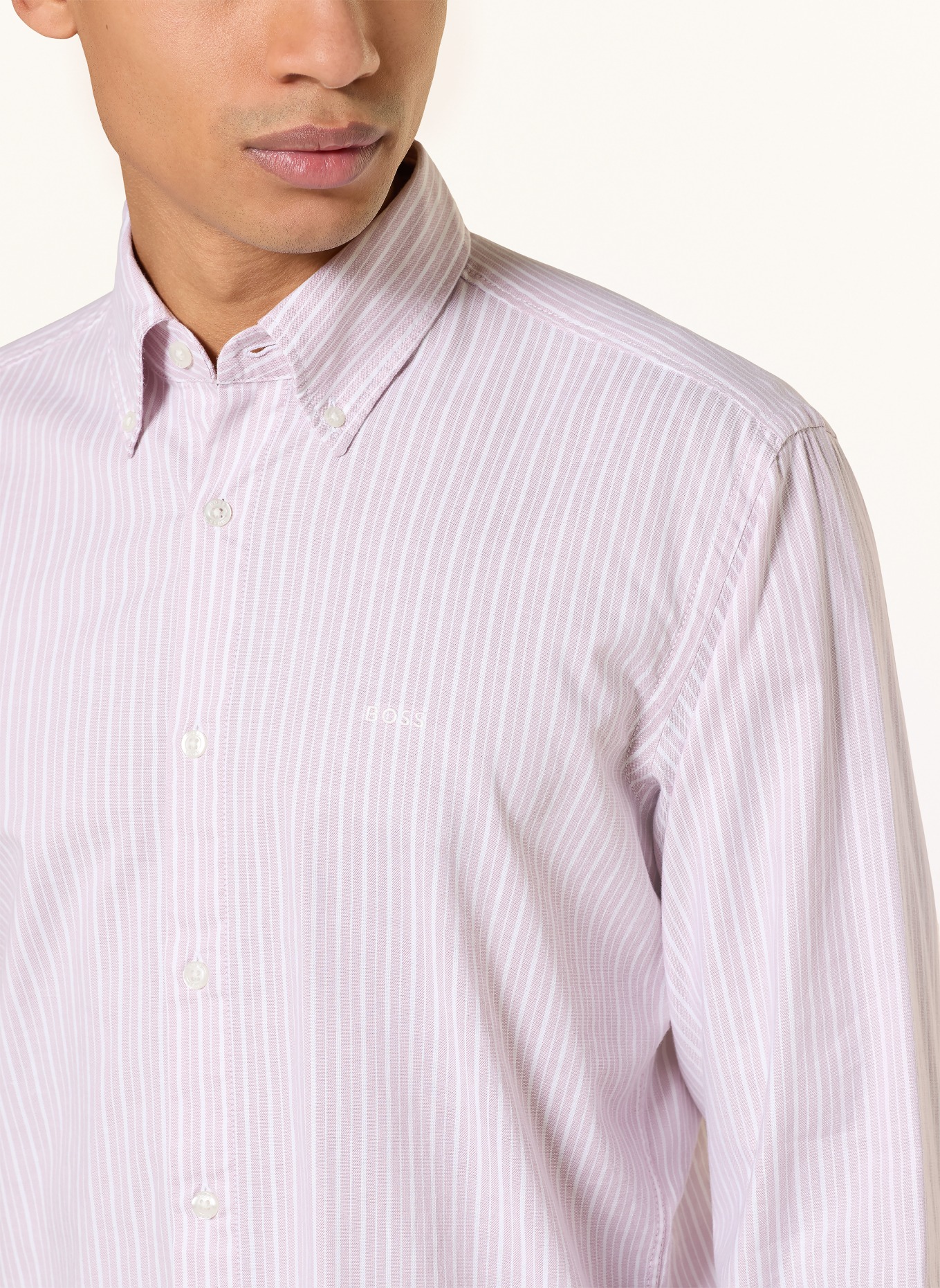 BOSS Hemd RICOPLUS Slim Fit: HELLLILA / WEISS