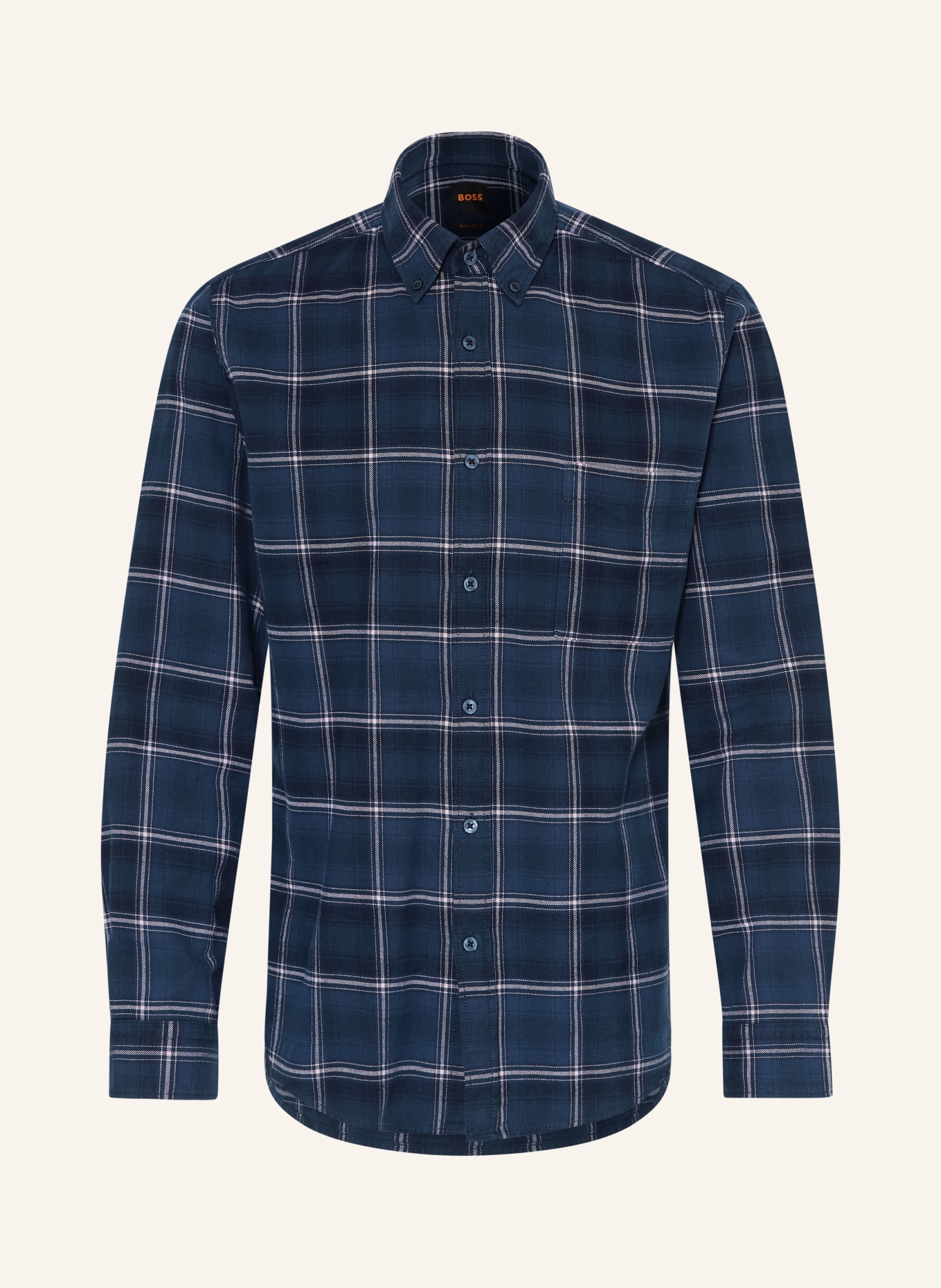 BOSS Flanellhemd RICKERT Regular Fit: DUNKELBLAU / ROSA