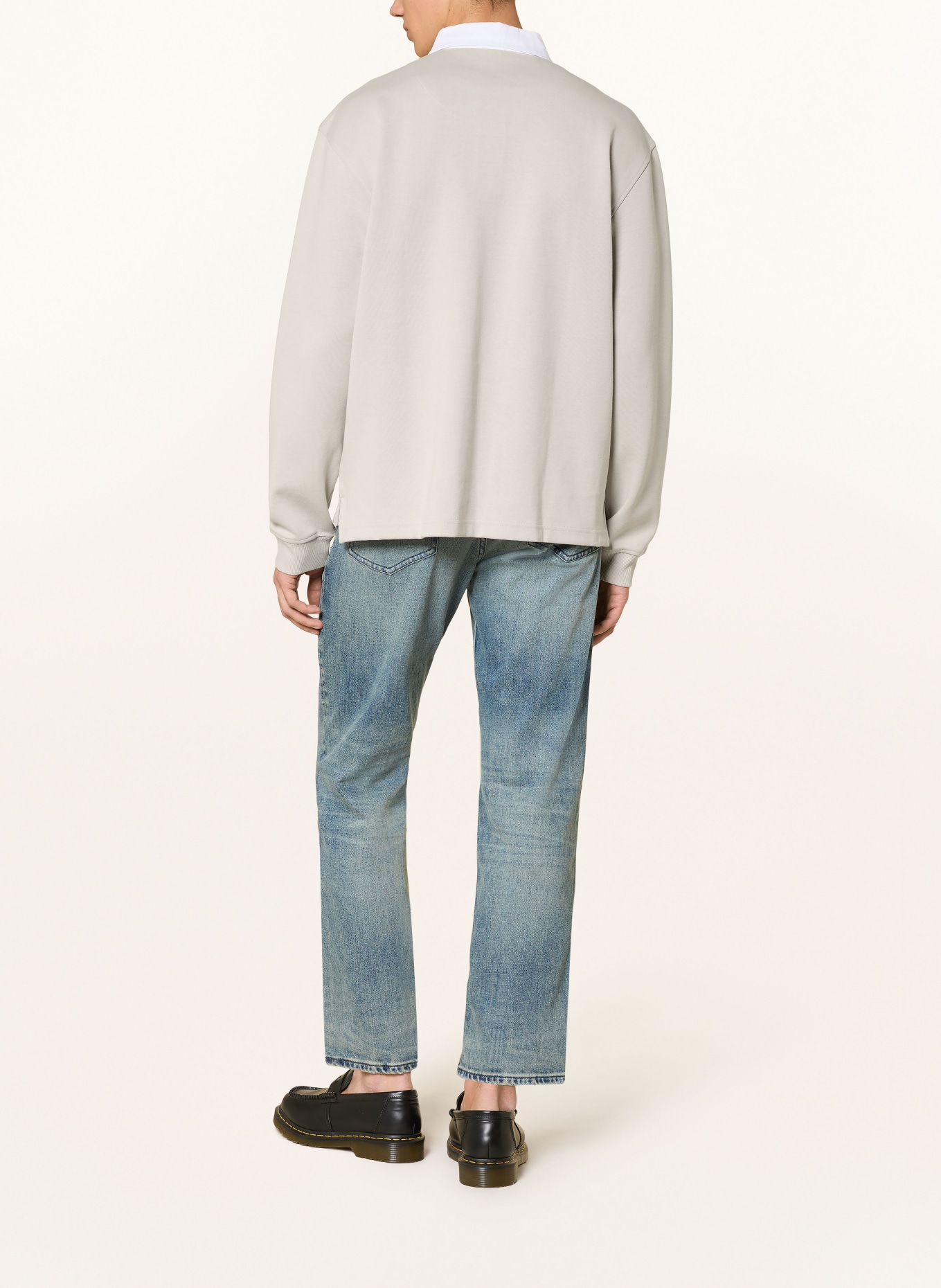 BOSS Jerseyové polo tričko EXIS: ŠEDÁ / BÍLÁ