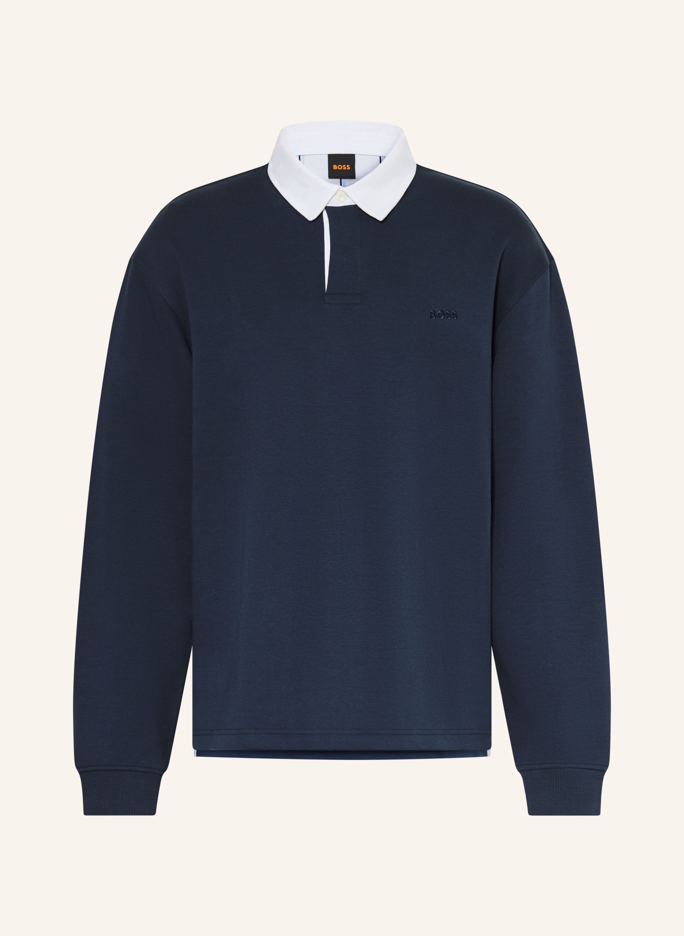 BOSS Jerseyové polo tričko EXIS: TMAVĚ MODRÁ / BÍLÁ