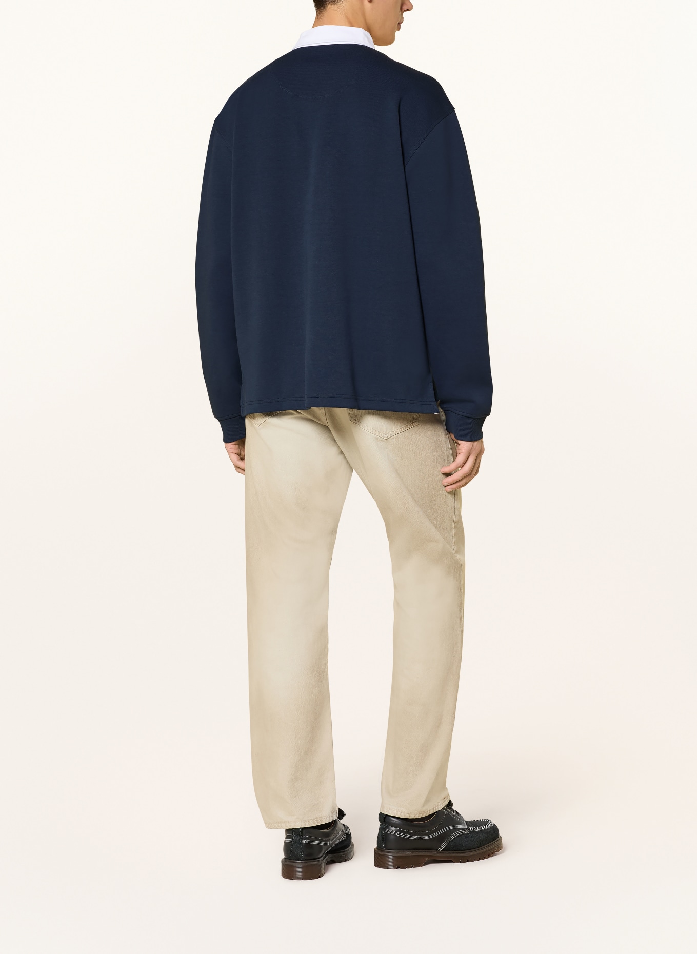 BOSS Jerseyové polo tričko EXIS: TMAVĚ MODRÁ / BÍLÁ