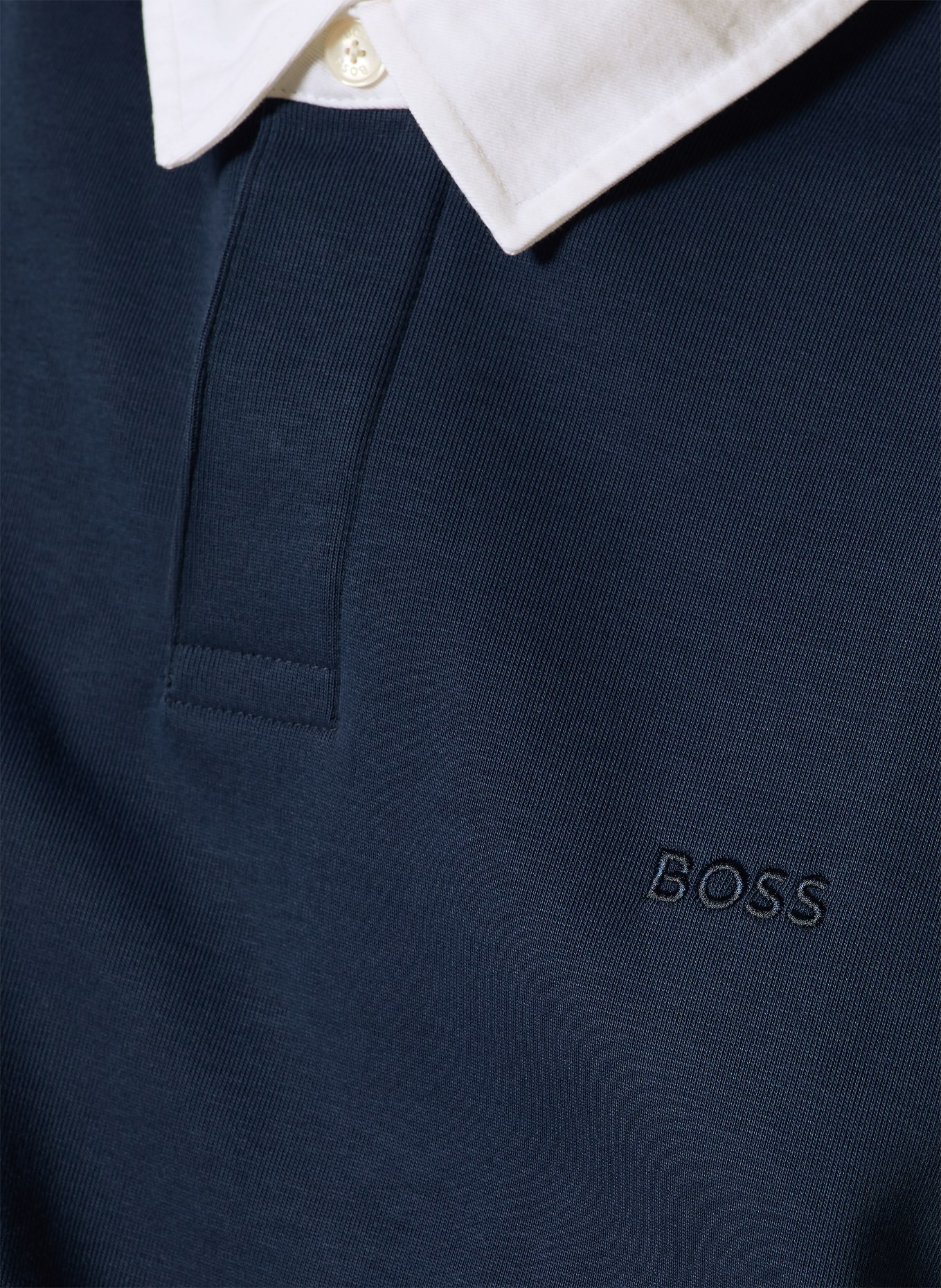 BOSS Jerseyové polo tričko EXIS: TMAVĚ MODRÁ / BÍLÁ