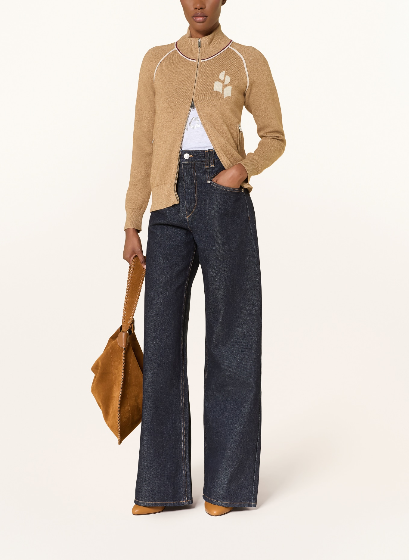 MARANT ÉTOILE Sweter LANYA: CAMELOWY / JASNOCZARY / CIEMNOCZERWONY