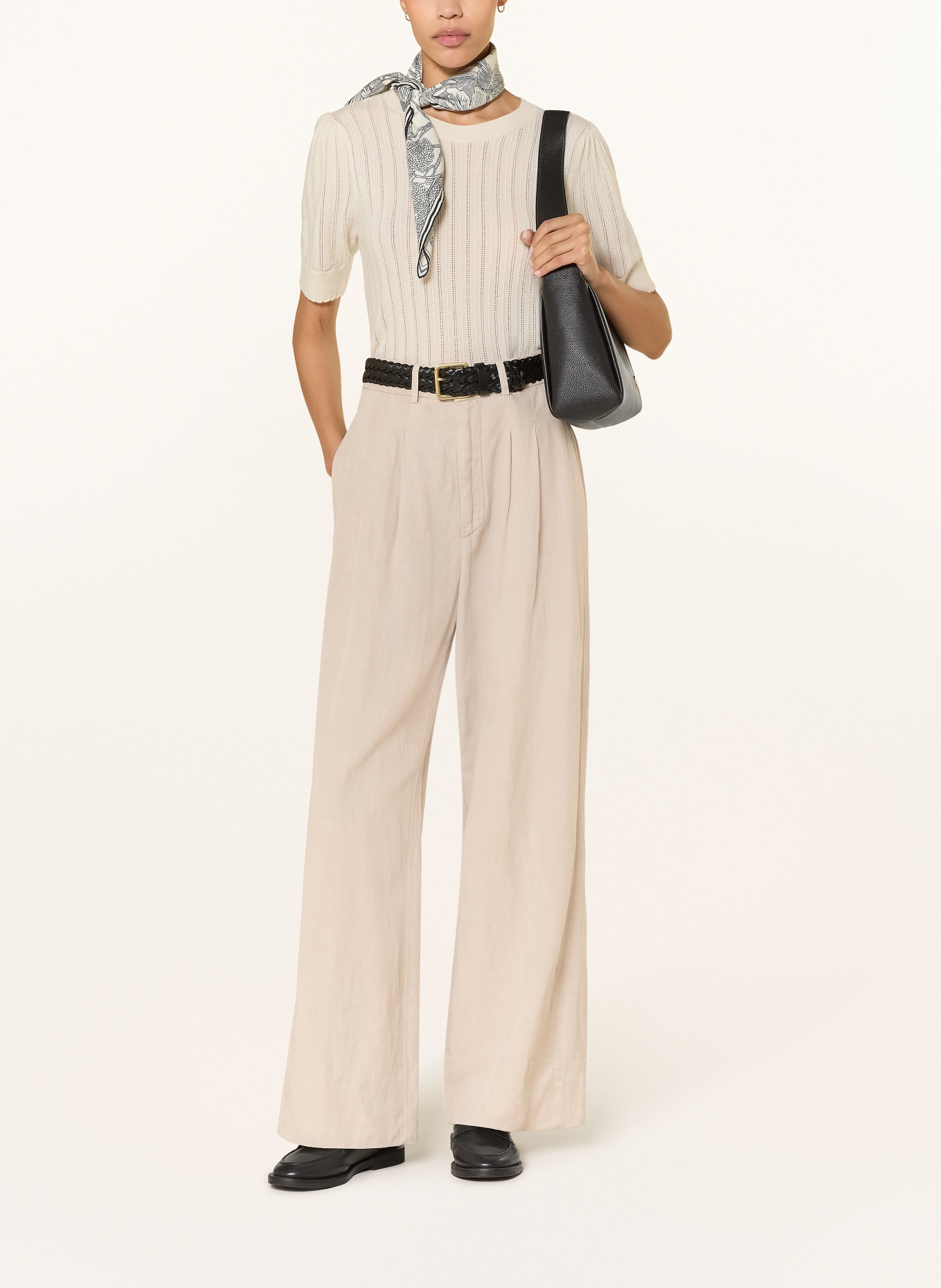 Dondup Spodnie z szerokimi nogawkami ELOUISE: BEŻOWY