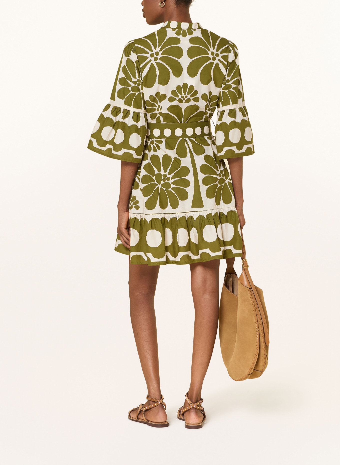 FARM RIO Kleid PALERMO mit Rüschen: WEISS / OLIV