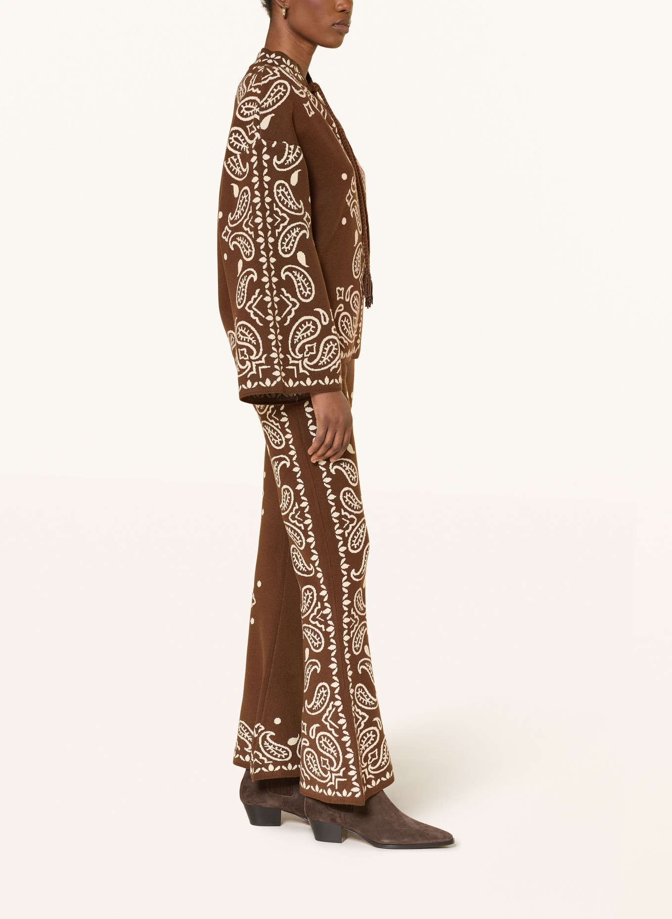 FARM RIO knit pants: DARK BROWN / WHITE