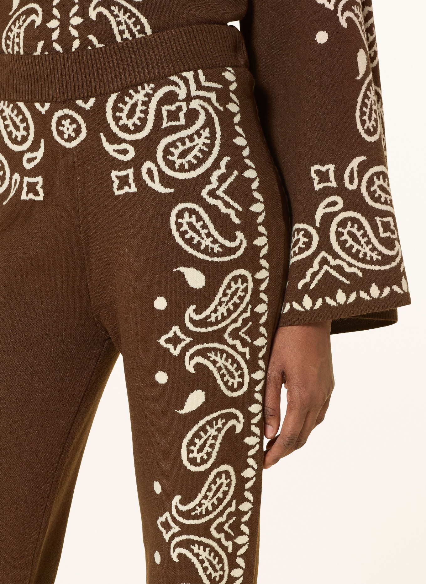 FARM RIO knit pants: DARK BROWN / WHITE