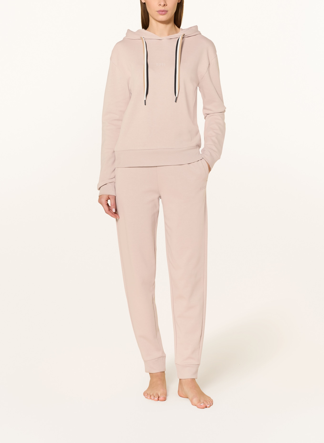 BOSS Sweat à capuche lounge STRIPE: BEIGE