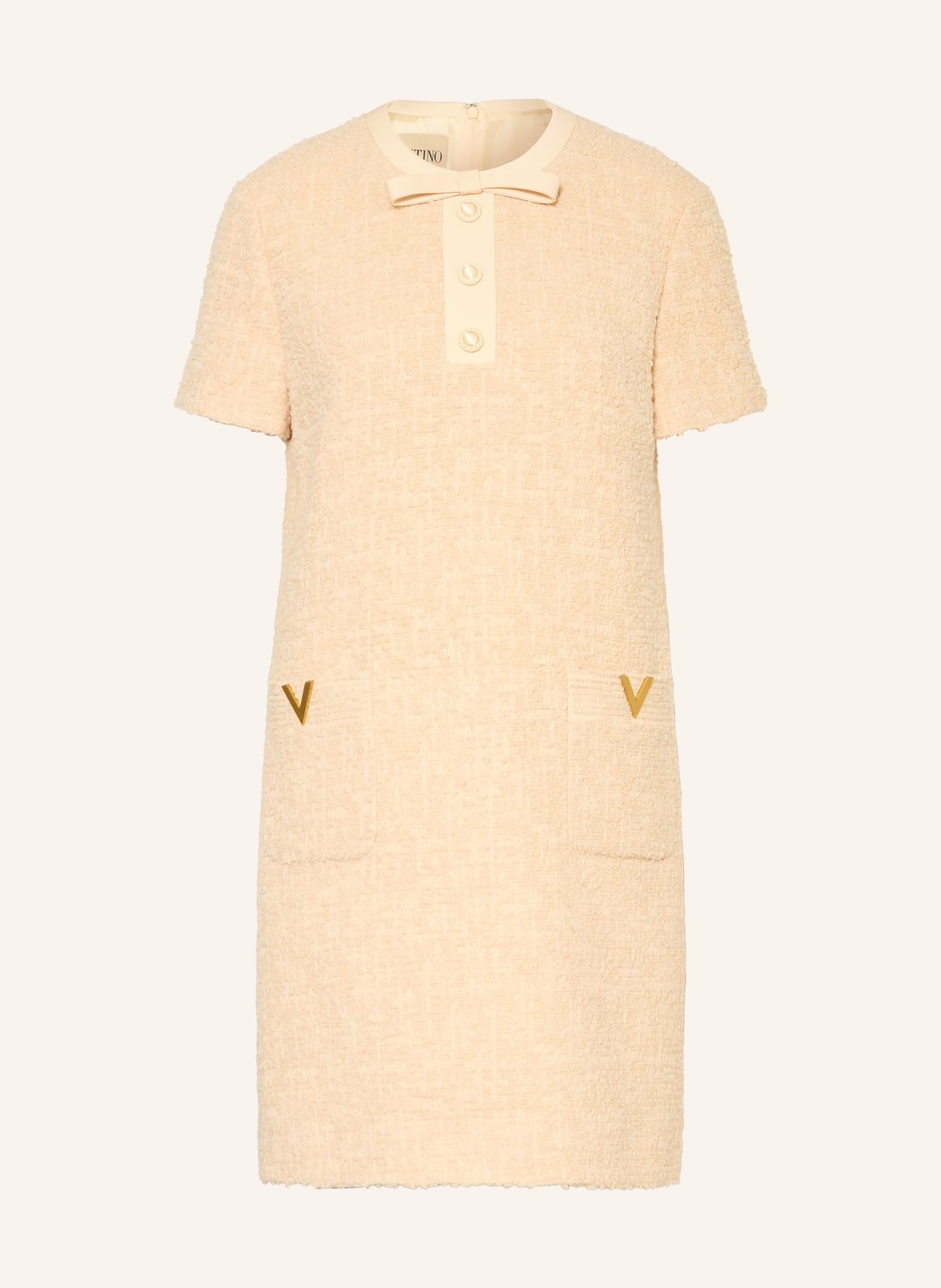 VALENTINO Tweedové pouzdrové šaty: KRÉMOVÁ