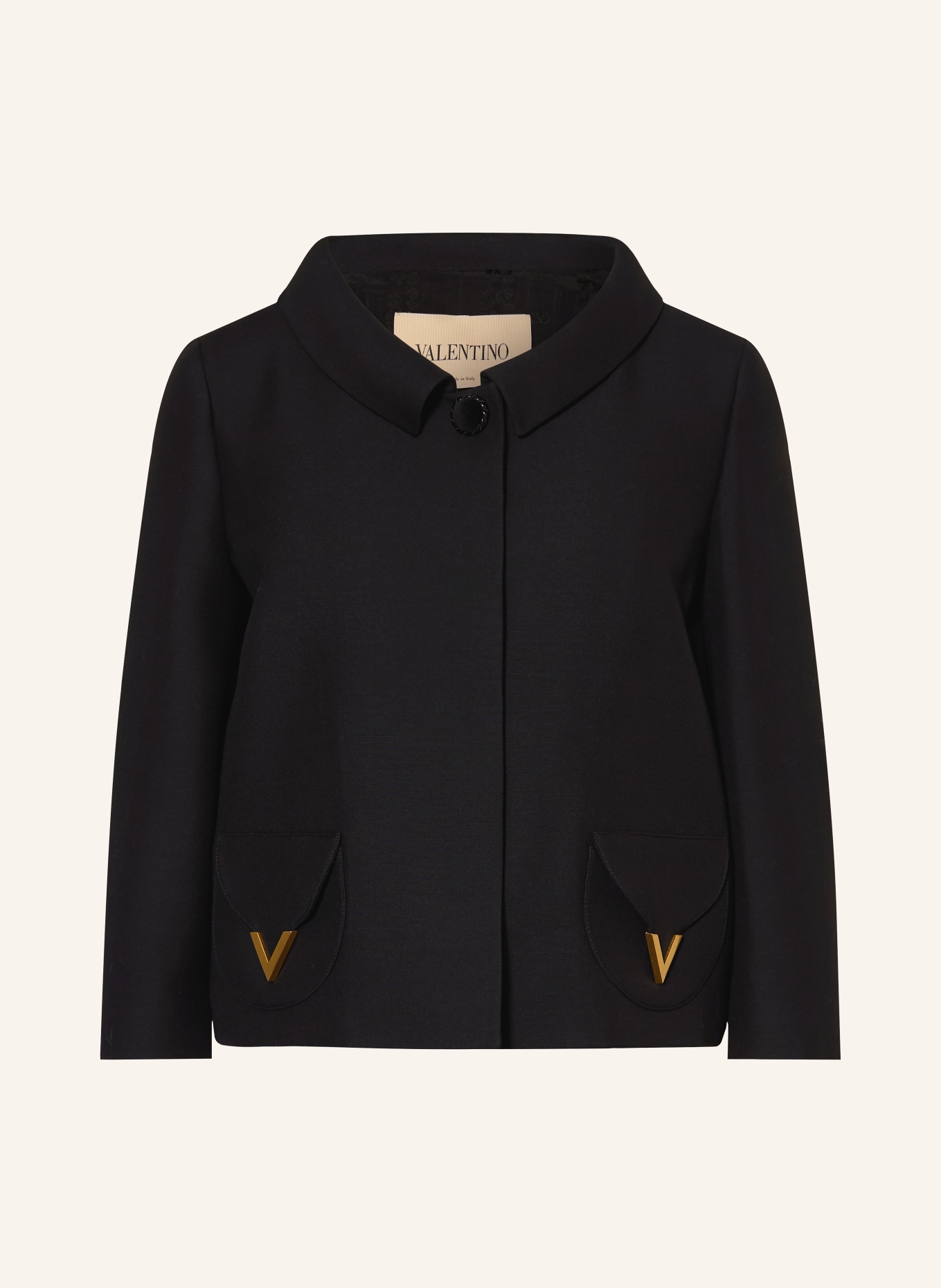 VALENTINO Kastenjacke mit Seide und 3/4-Arm: SCHWARZ