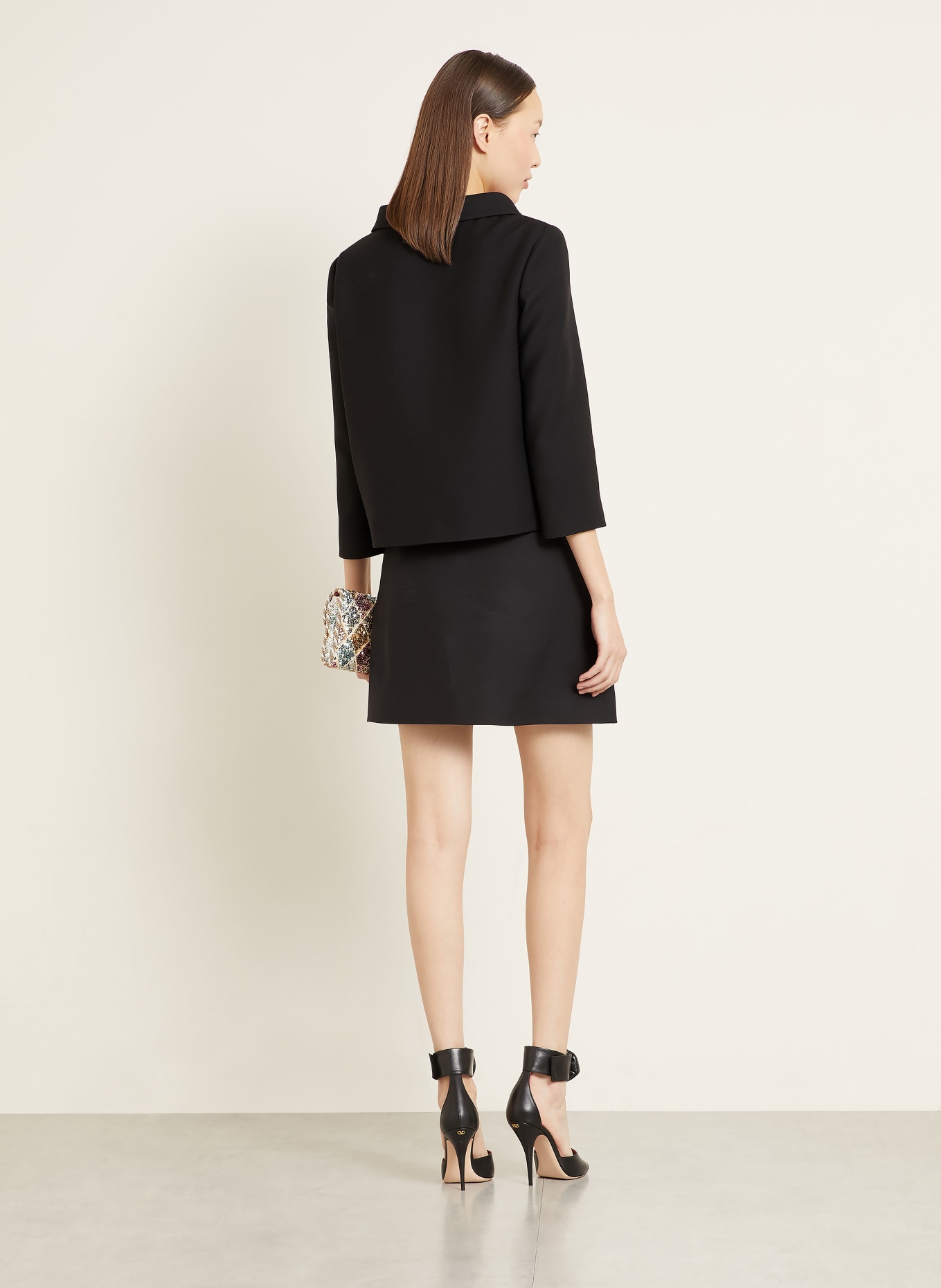 VALENTINO Kastenjacke mit Seide und 3/4-Arm: SCHWARZ