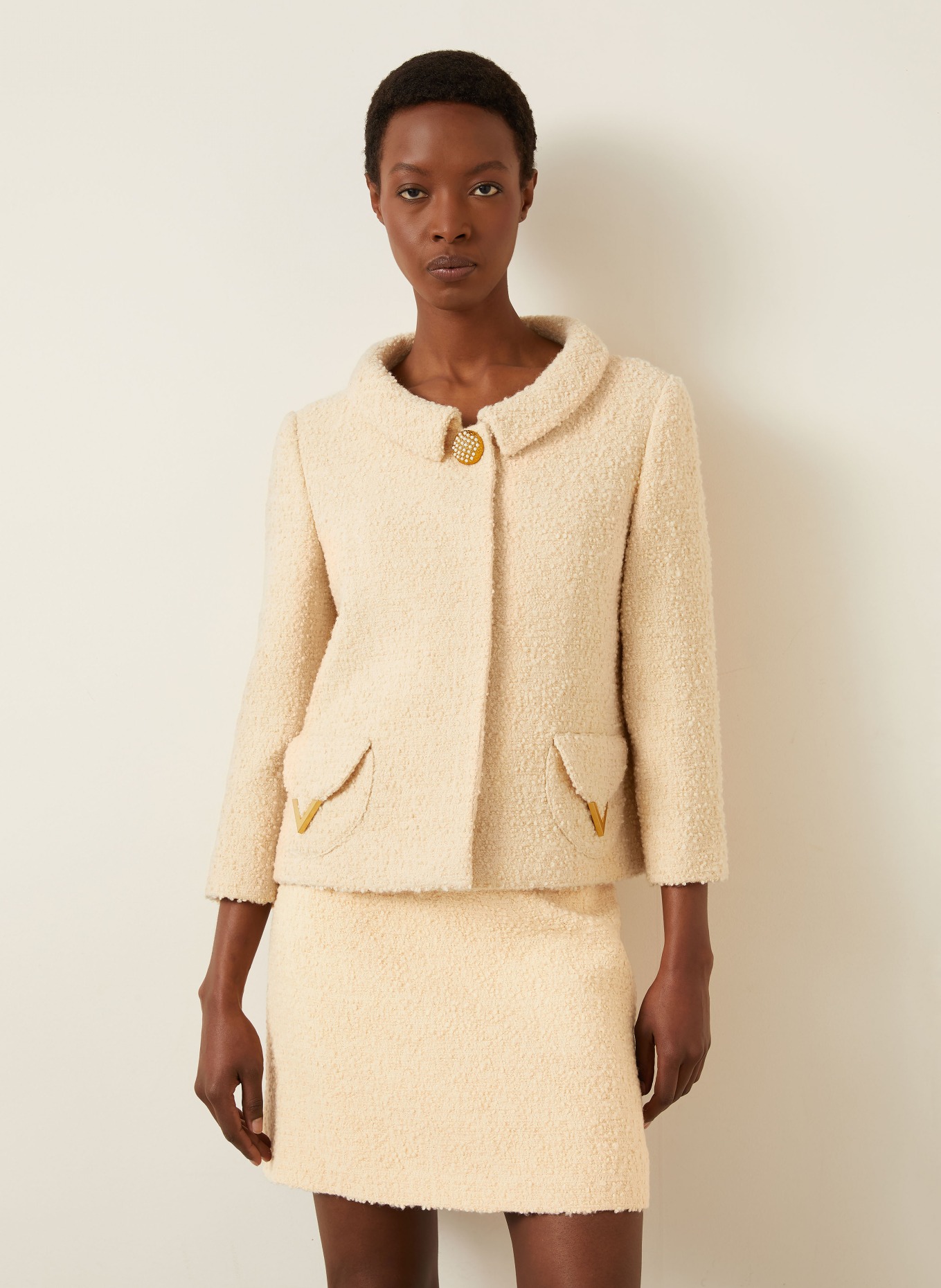 VALENTINO Kastenjacke aus Tweed: ECRU