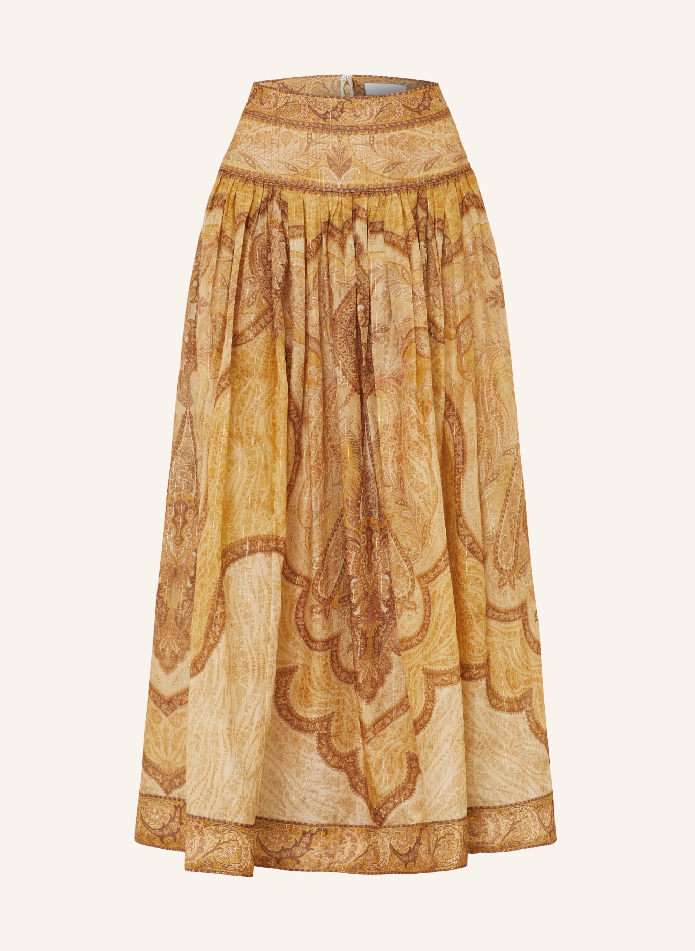 ZIMMERMANN WANDERLUST skirt with glitter thread: DARK YELLOW / BROWN / DARK ORANGE
