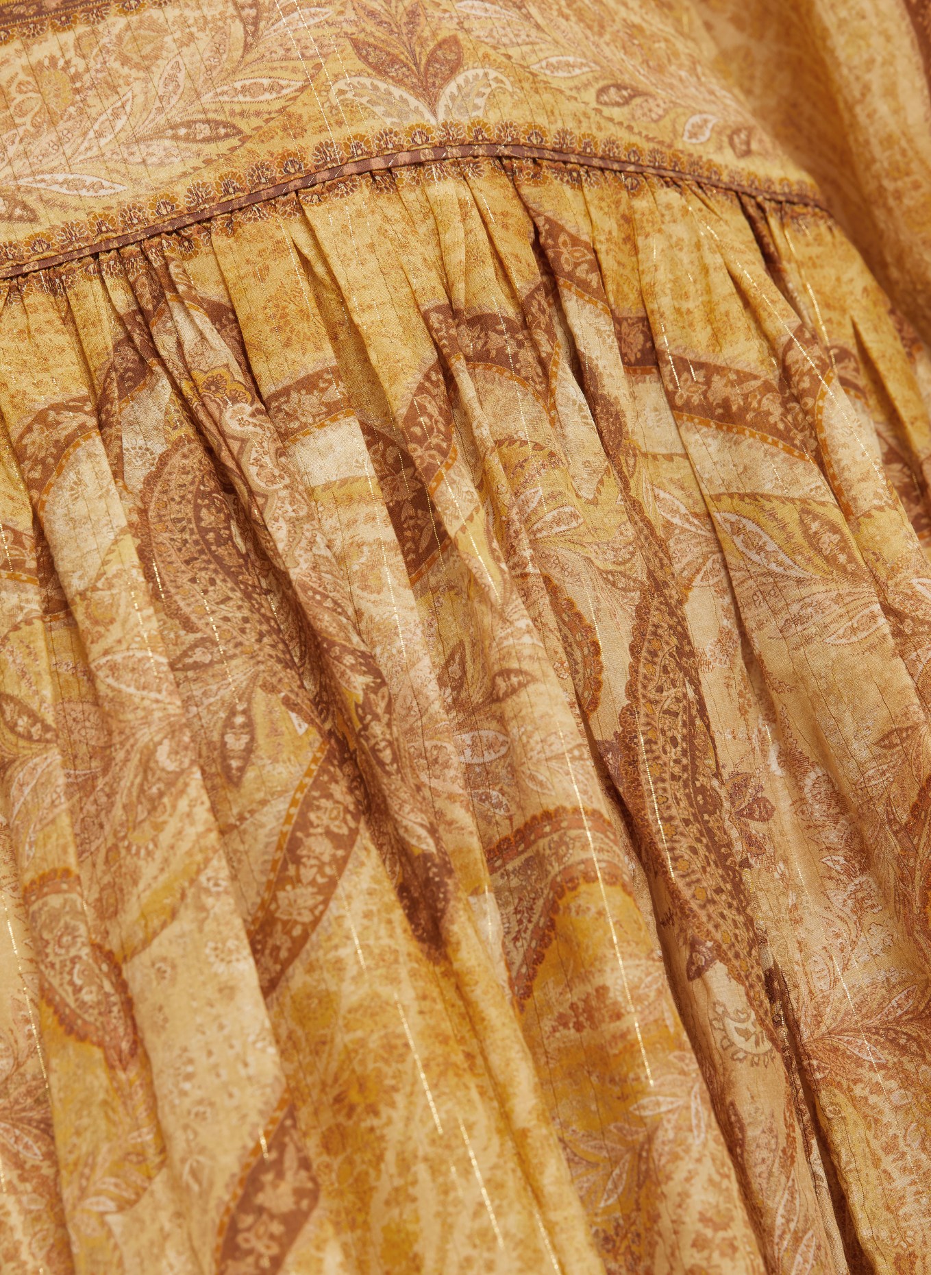 ZIMMERMANN WANDERLUST skirt with glitter thread: DARK YELLOW / BROWN / DARK ORANGE