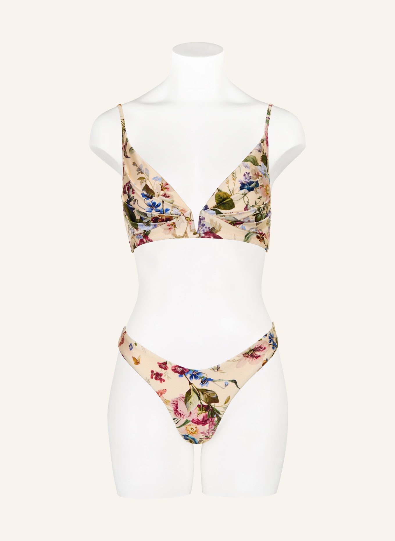 ZIMMERMANN Bralette bikiny PATIENCE TUCK PLUNGE: KRÉMOVÁ / OLIVOVÁ / MODRÁ