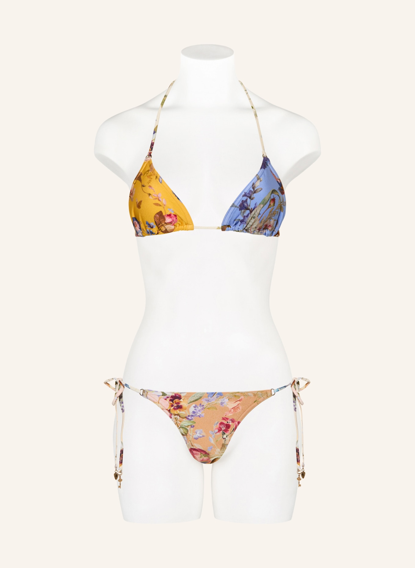 ZIMMERMANN Trojúhelníkové bikiny PATIENCE SPLICED: KRÉMOVÁ / ŽLUTÁ / MODRÁ
