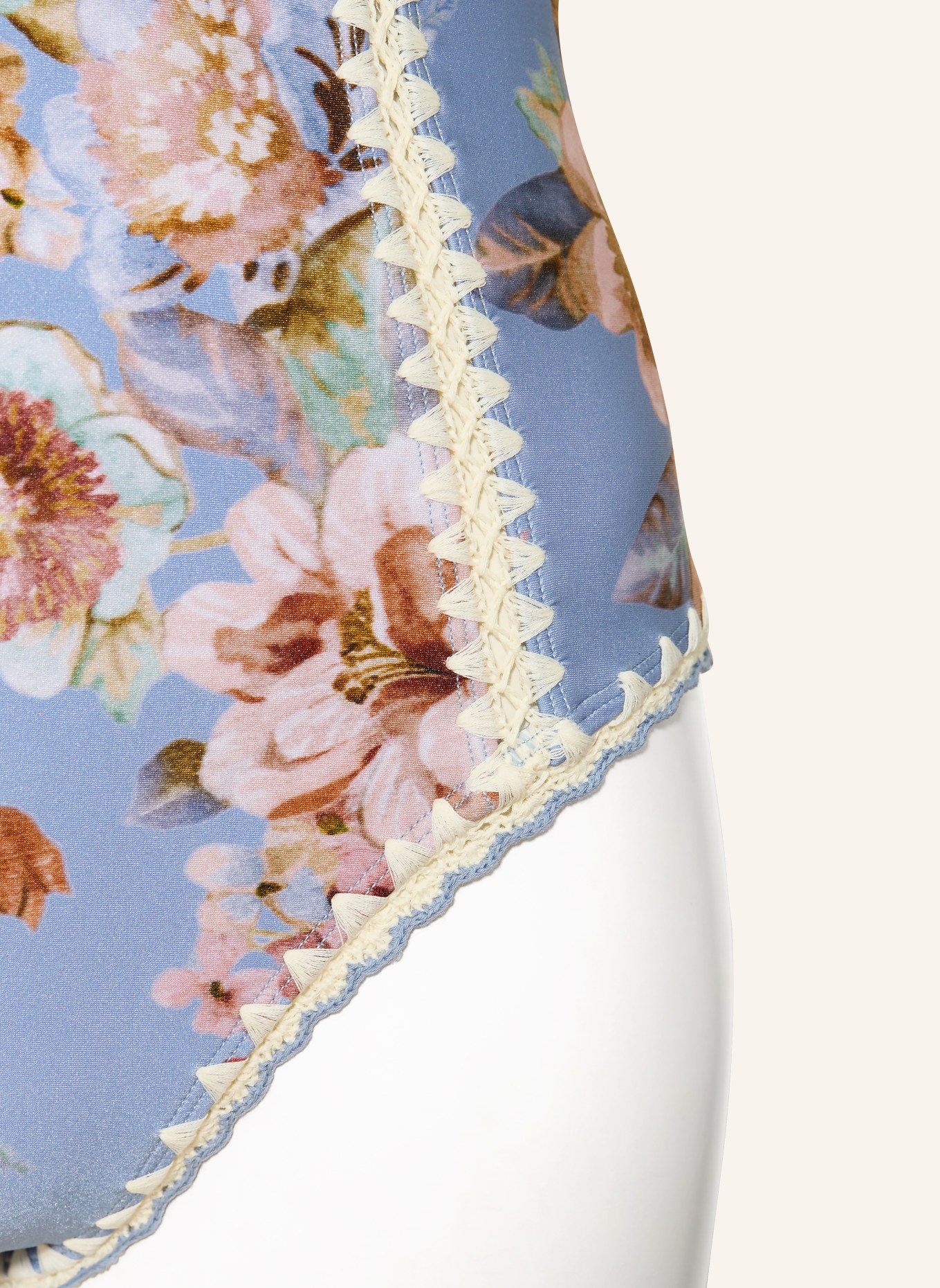 ZIMMERMANN AWAKEN halter neck swimsuit: BLUE GRAY / DUSKY PINK / WHITE