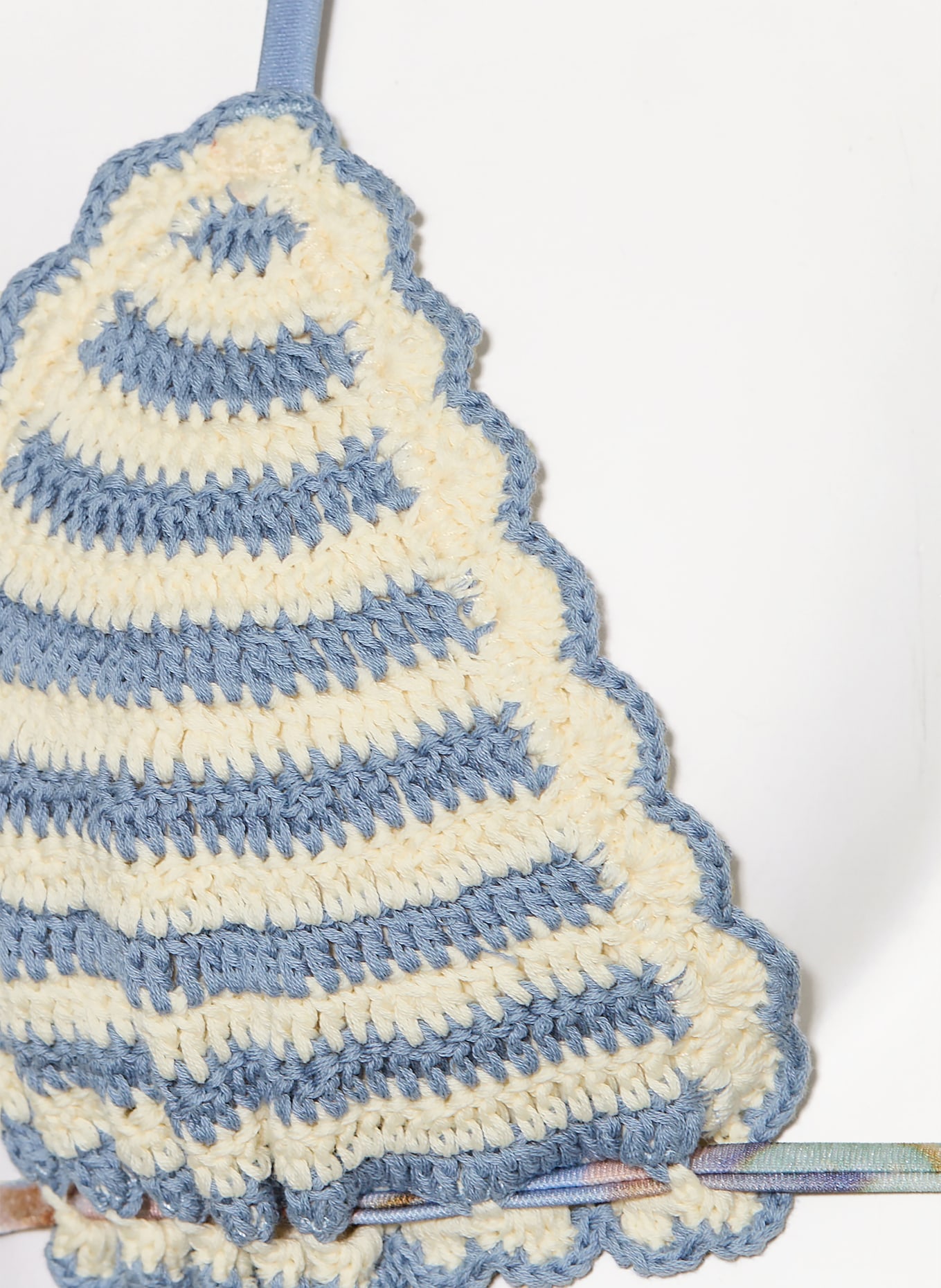 ZIMMERMANN Triangel-Bikini-Top AWAKEN mit Schmuckperlen: HELLBLAU / ALTROSA / ECRU